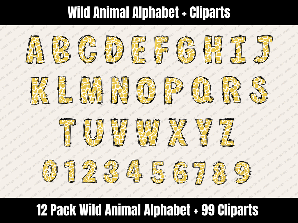 Wild Animal Alphabet Bundle + Cliparts