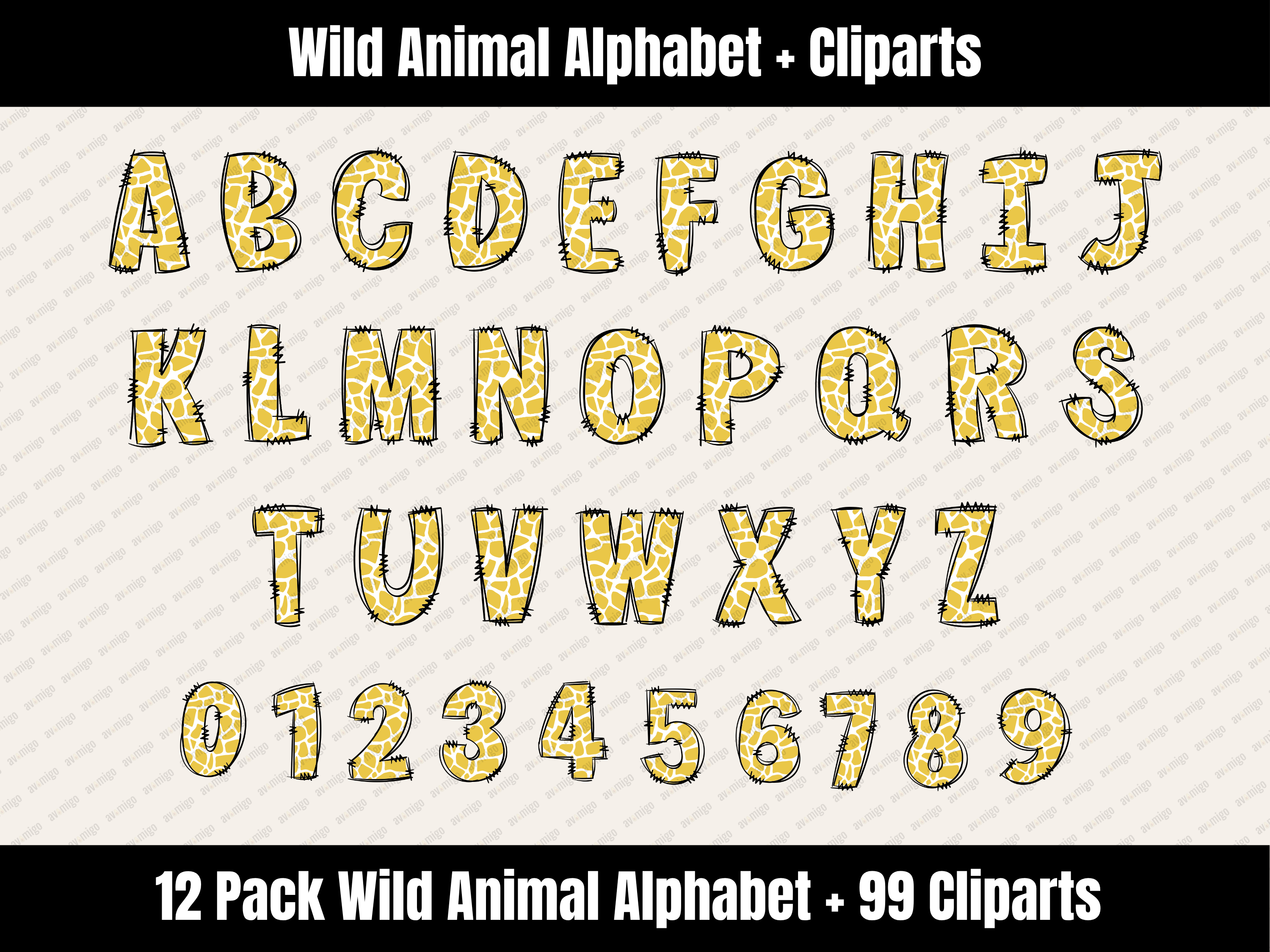 Wild Animal Alphabet Bundle + Cliparts