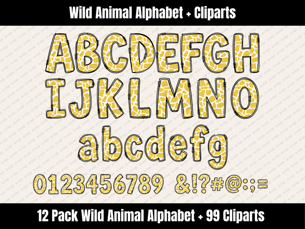 Wild Animal Alphabet Bundle + Cliparts