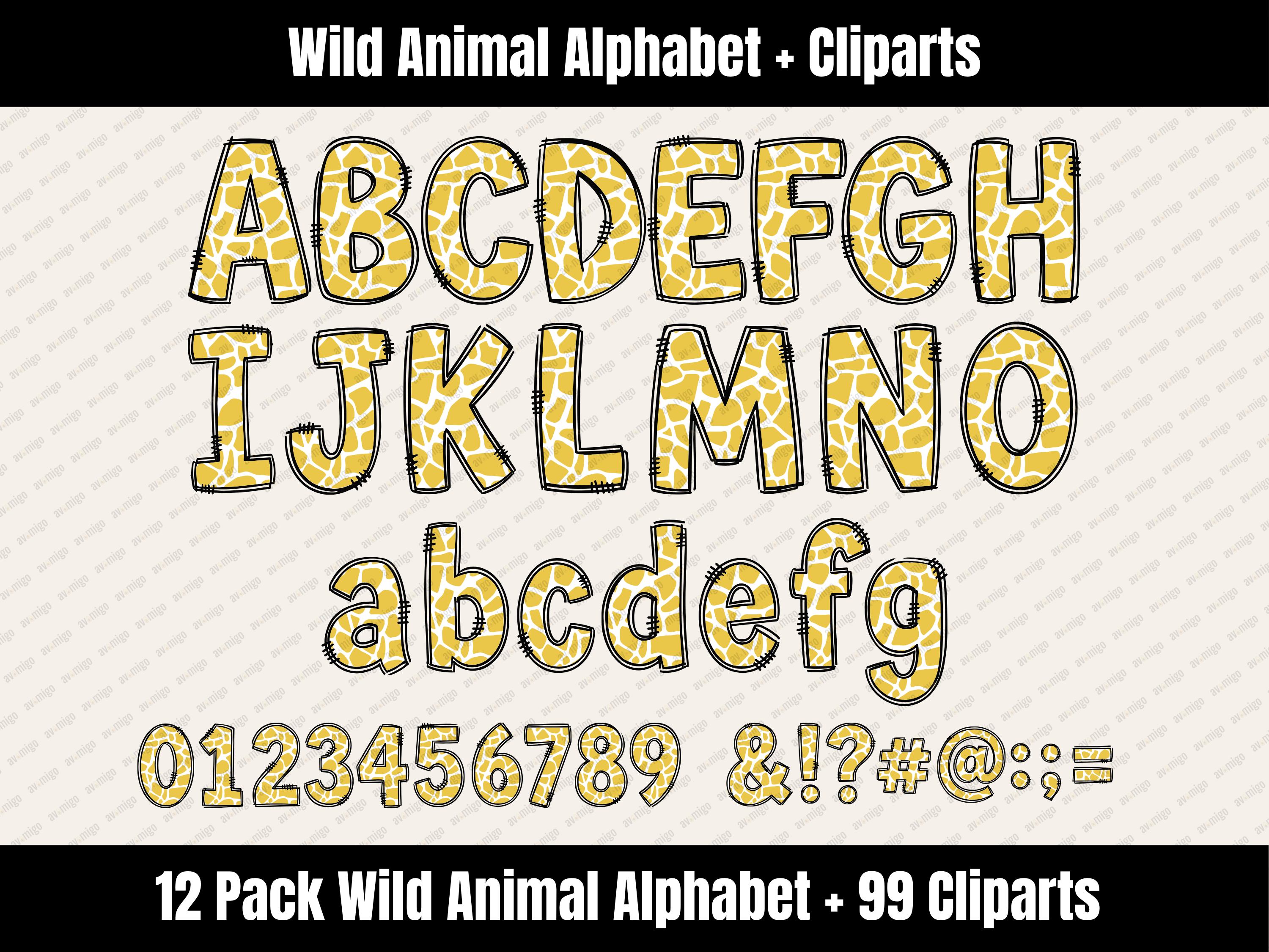 Wild Animal Alphabet Bundle + Cliparts