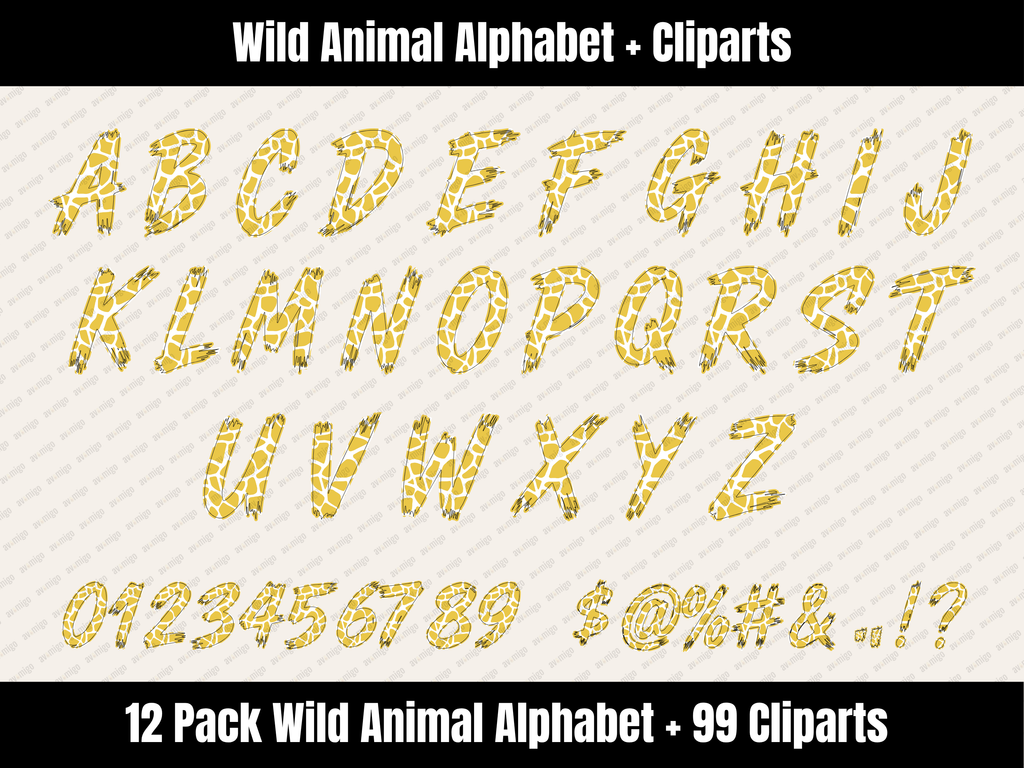 Wild Animal Alphabet Bundle + Cliparts