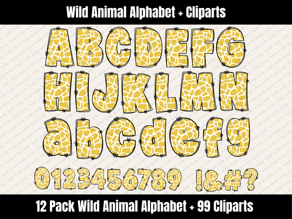Wild Animal Alphabet Bundle + Cliparts