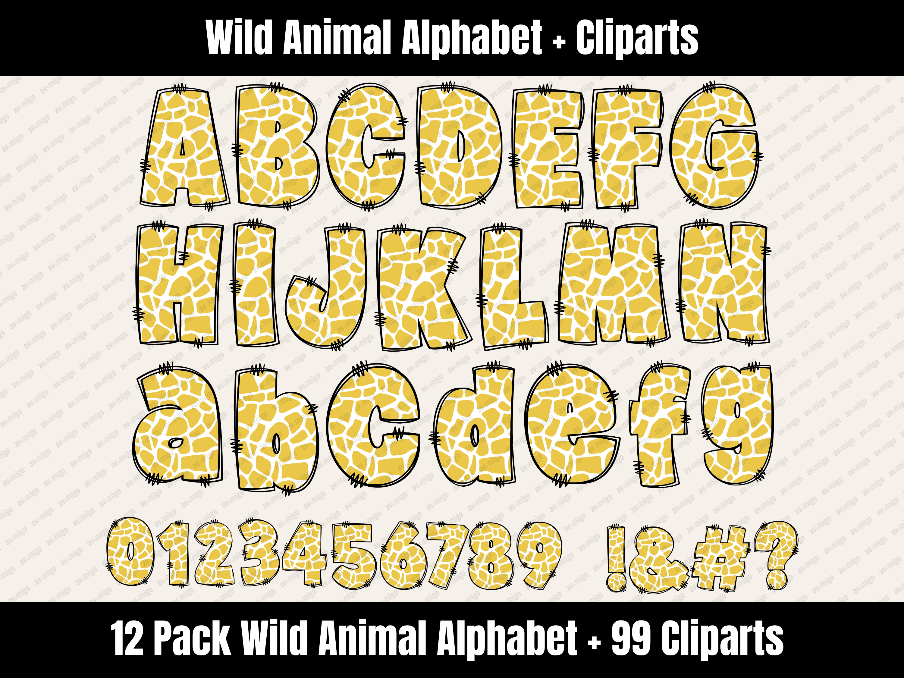 Wild Animal Alphabet Bundle + Cliparts