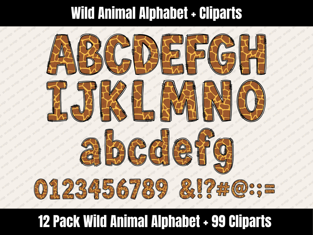 Wild Animal Alphabet Bundle + Cliparts