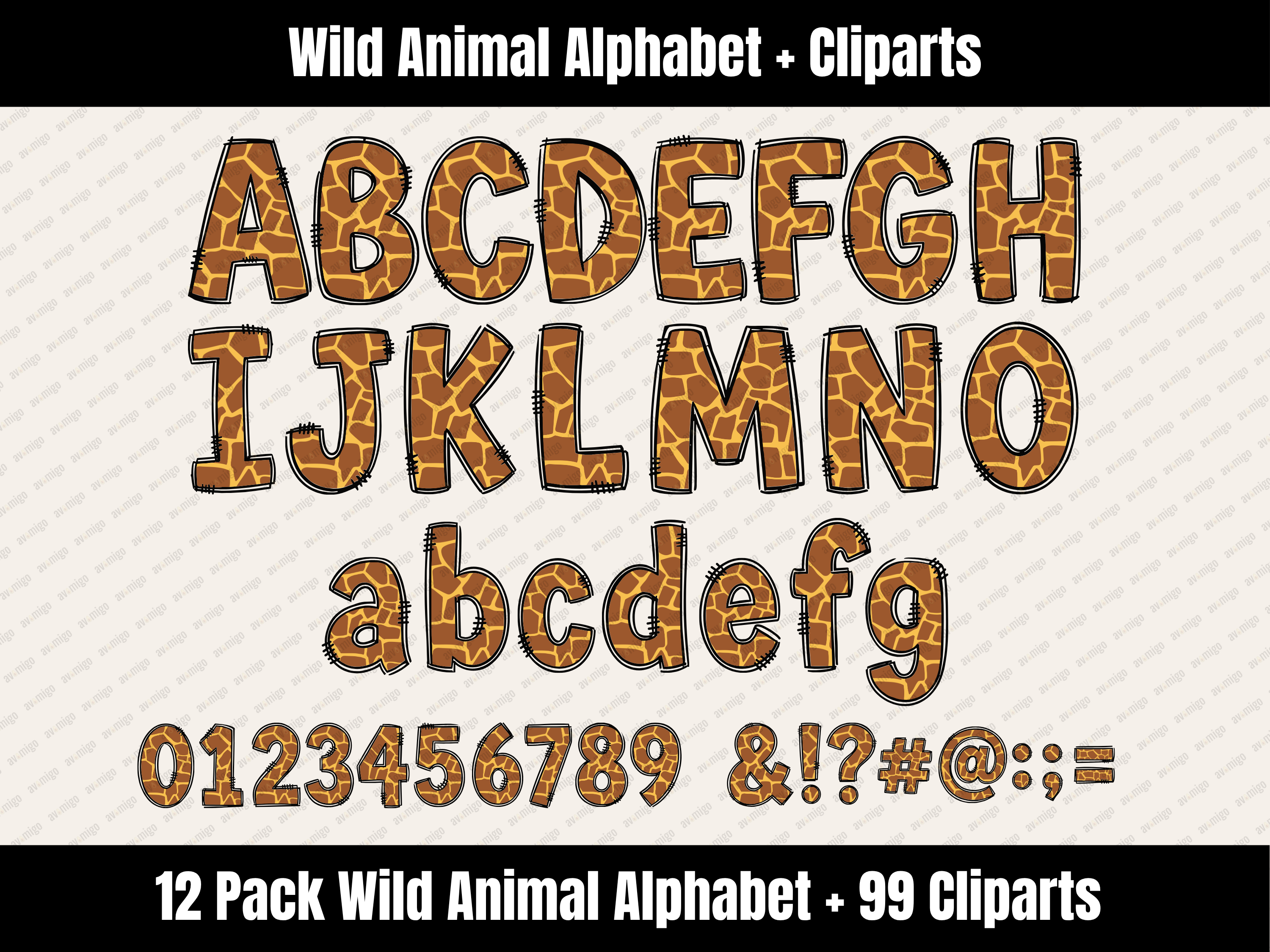 Wild Animal Alphabet Bundle + Cliparts