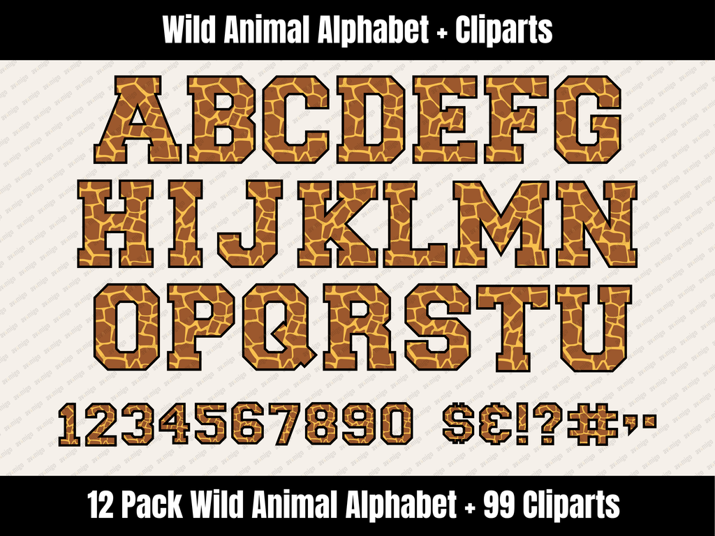 Wild Animal Alphabet Bundle + Cliparts