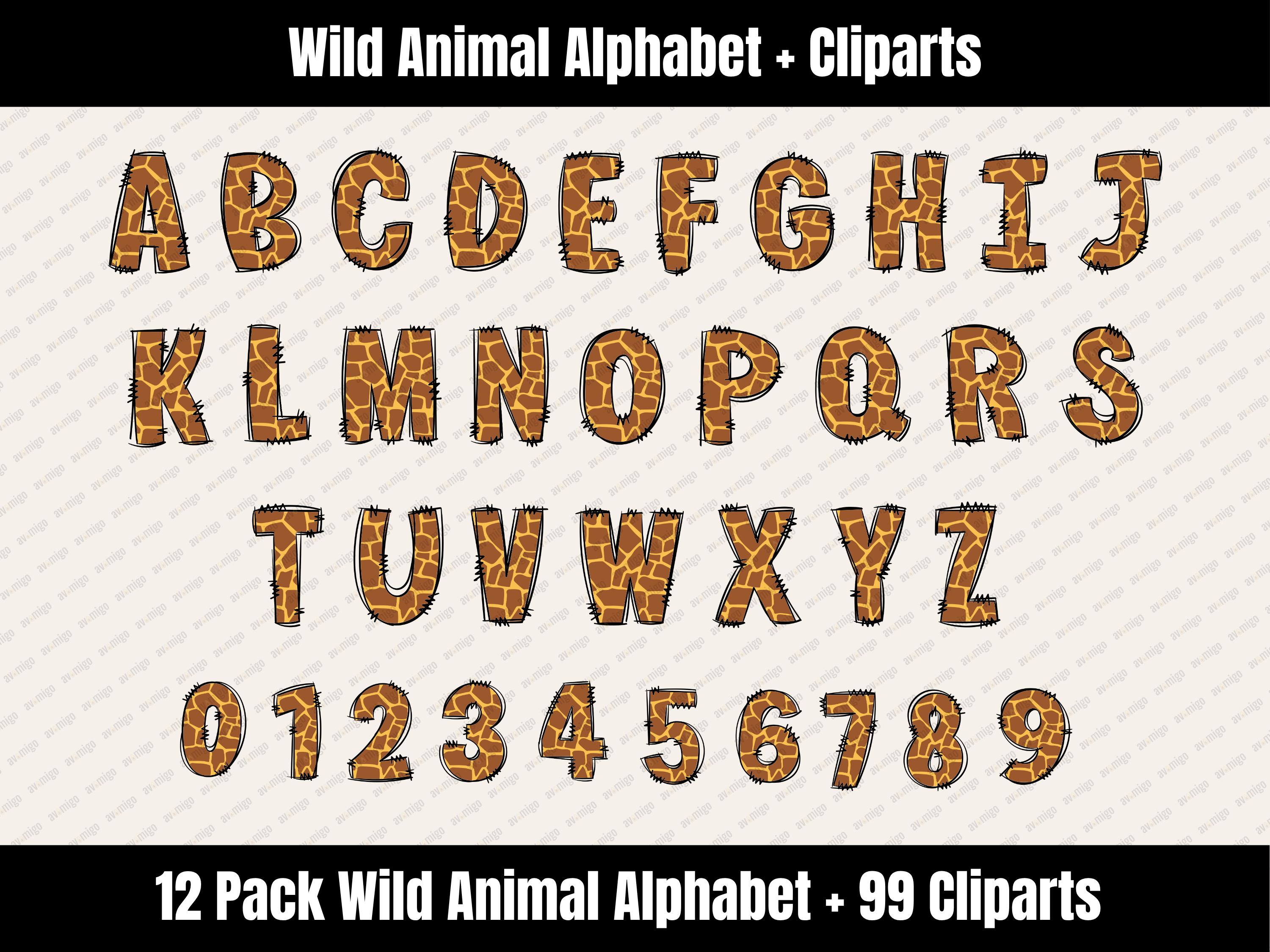 Wild Animal Alphabet Bundle + Cliparts
