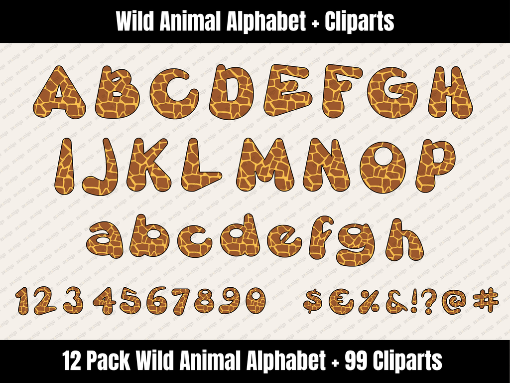 Wild Animal Alphabet Bundle + Cliparts