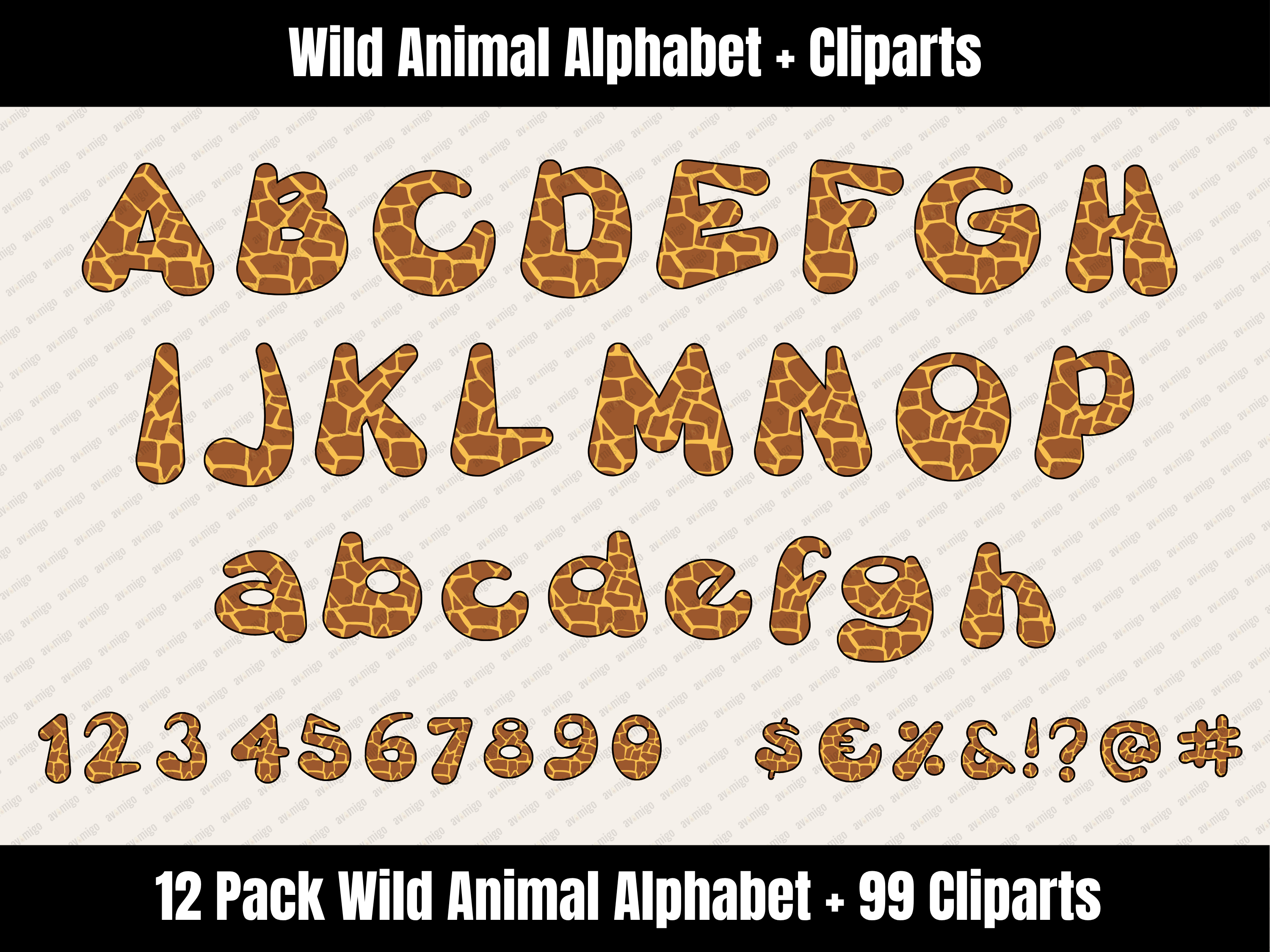 Wild Animal Alphabet Bundle + Cliparts