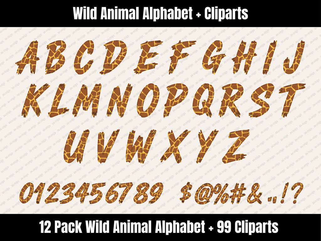 Wild Animal Alphabet Bundle + Cliparts