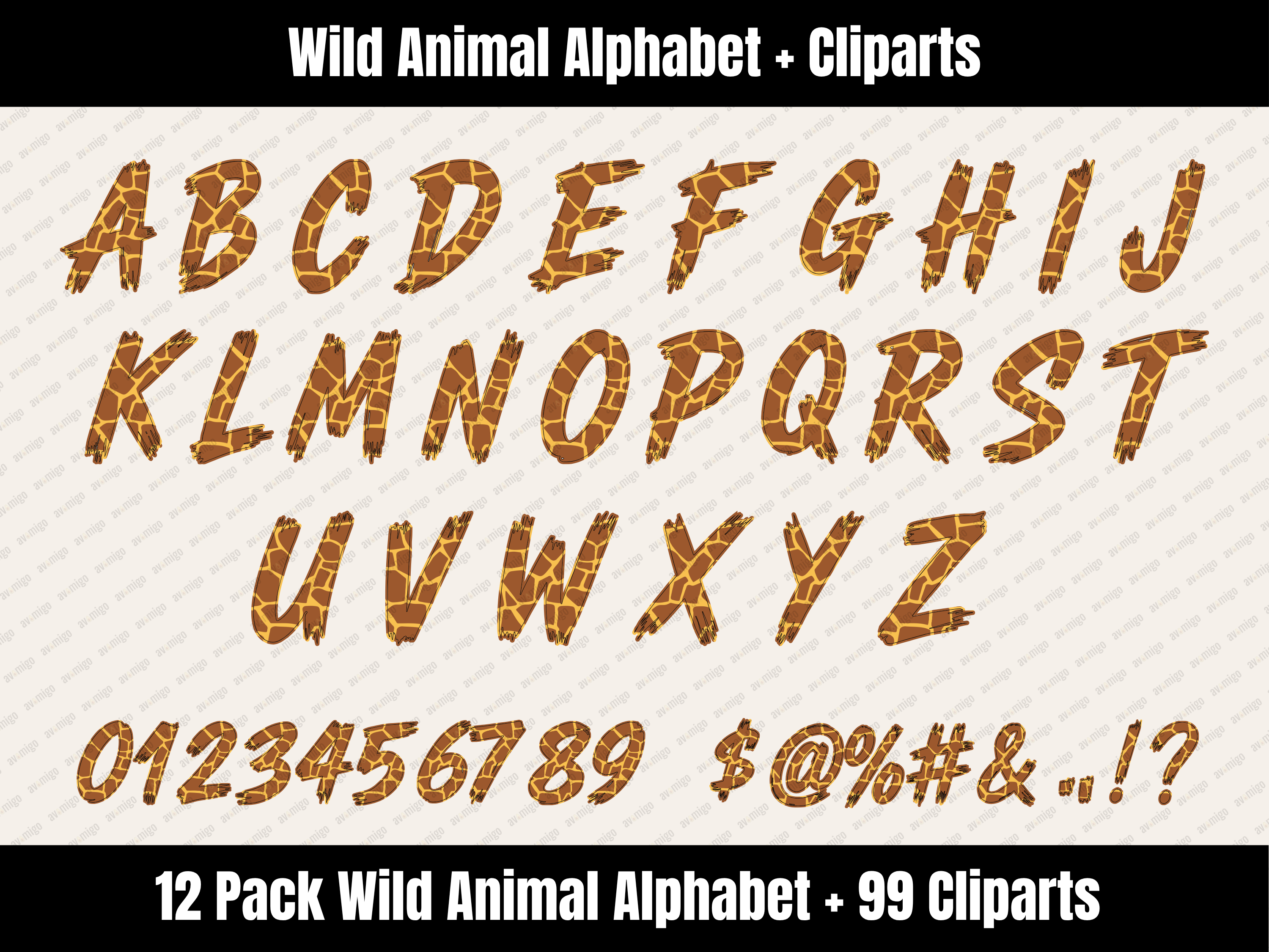 Wild Animal Alphabet Bundle + Cliparts