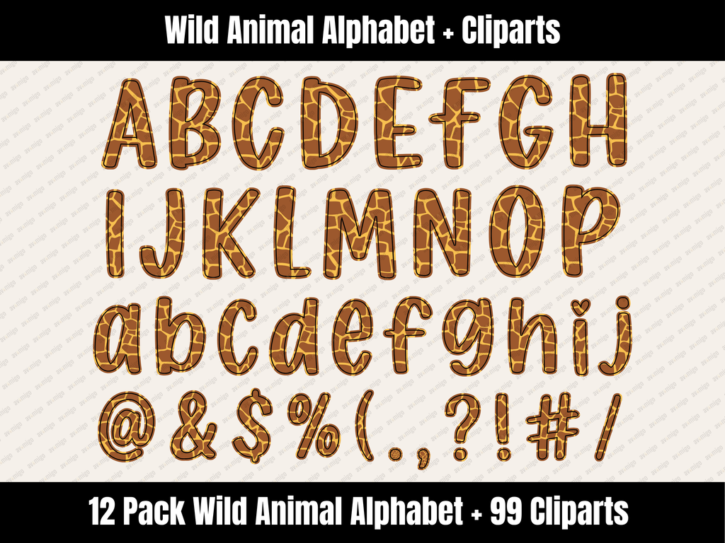 Wild Animal Alphabet Bundle + Cliparts