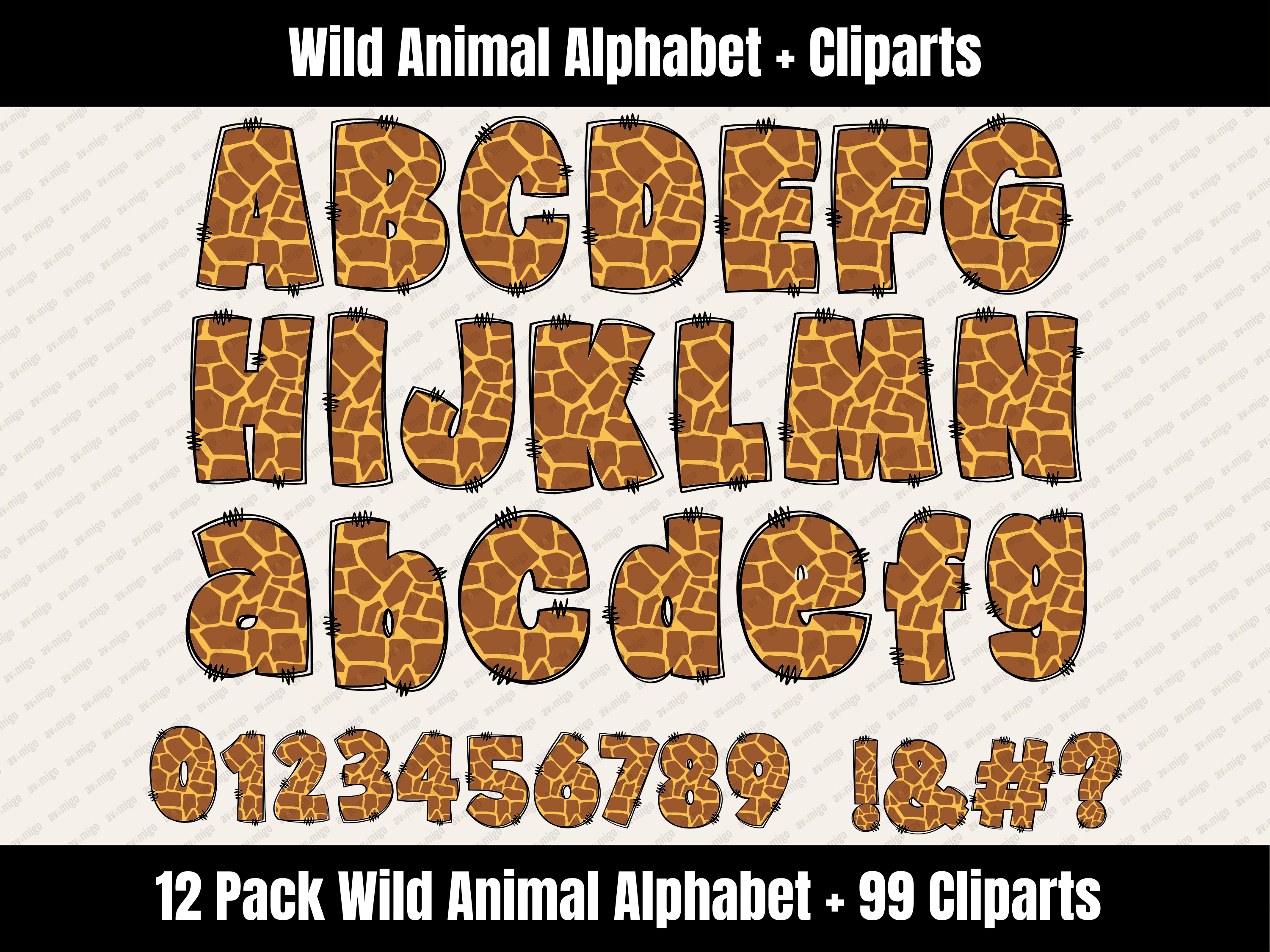 Wild Animal Alphabet Bundle + Cliparts