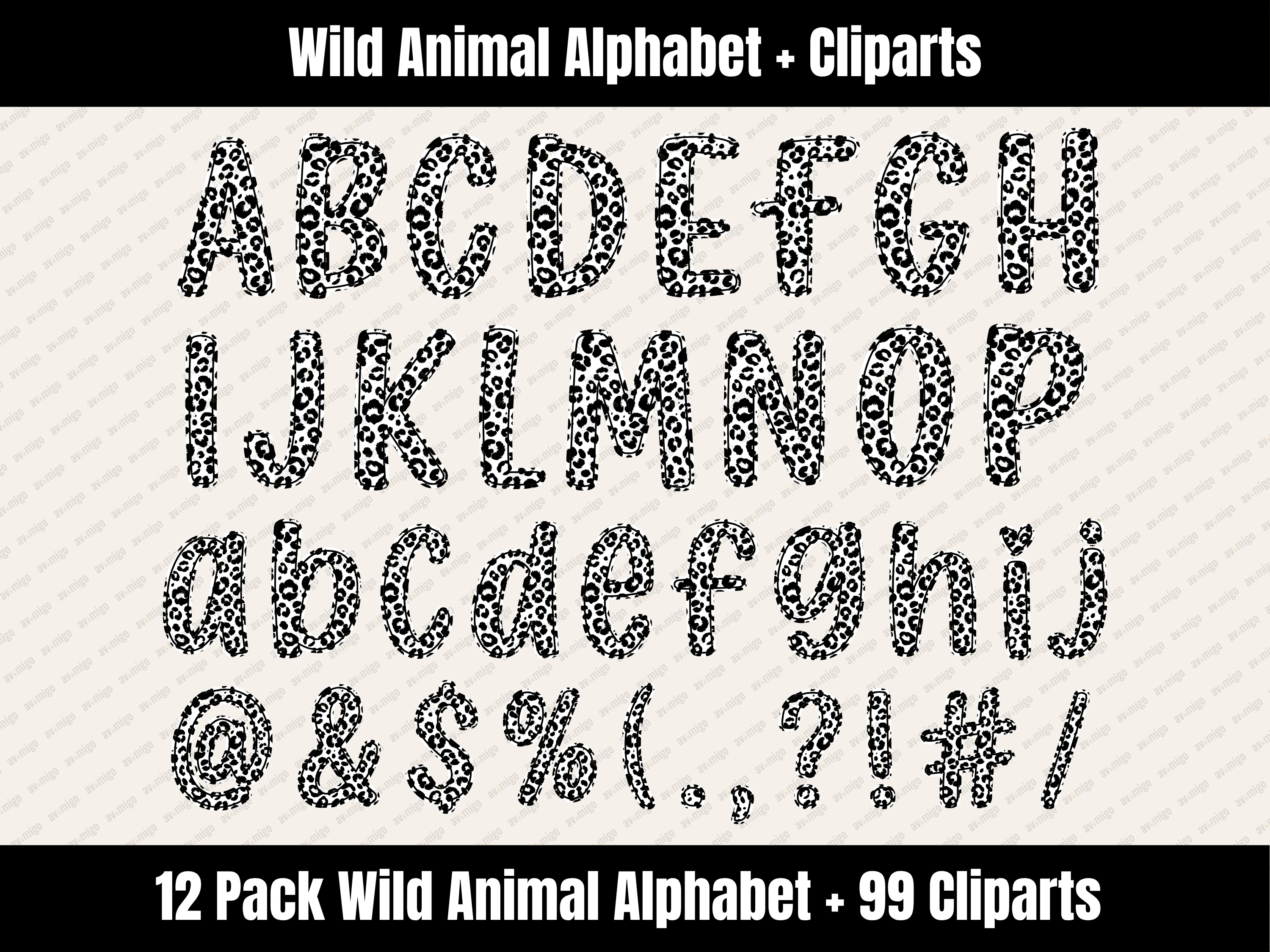 Wild Animal Alphabet Bundle + Cliparts