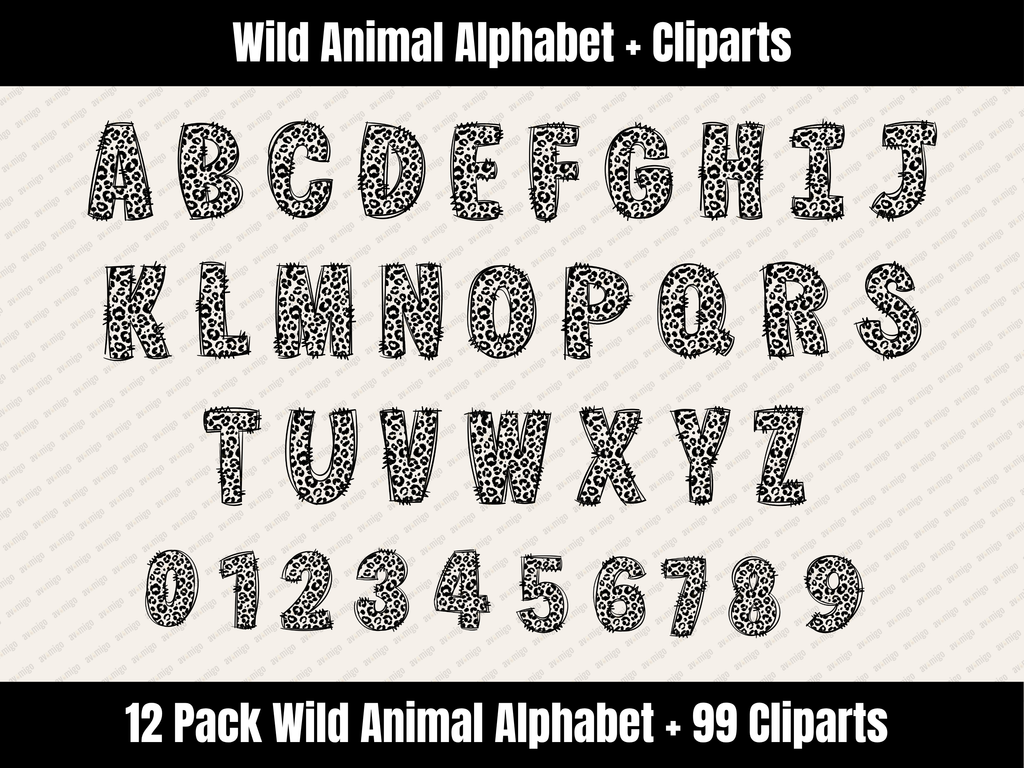 Wild Animal Alphabet Bundle + Cliparts