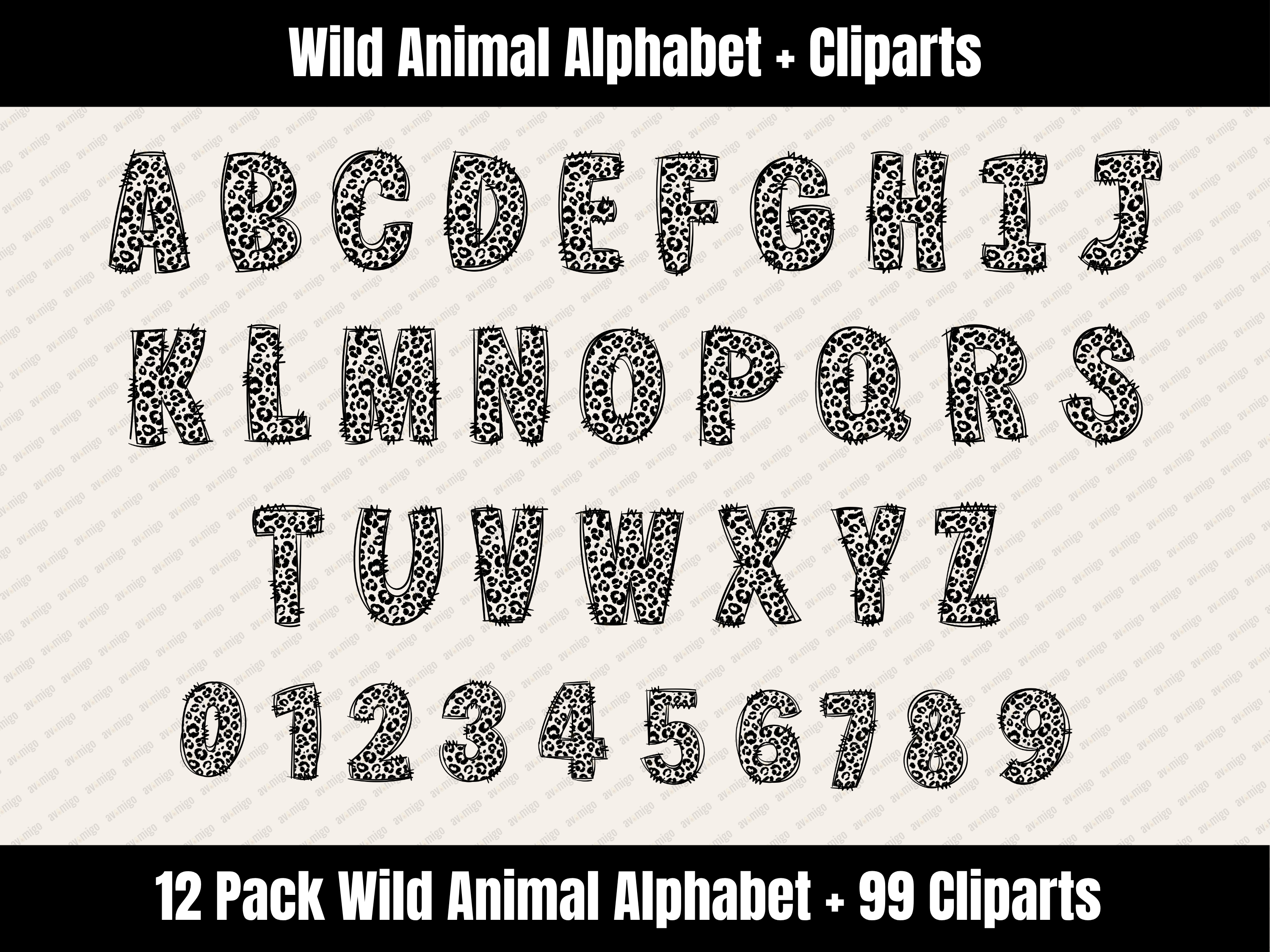 Wild Animal Alphabet Bundle + Cliparts