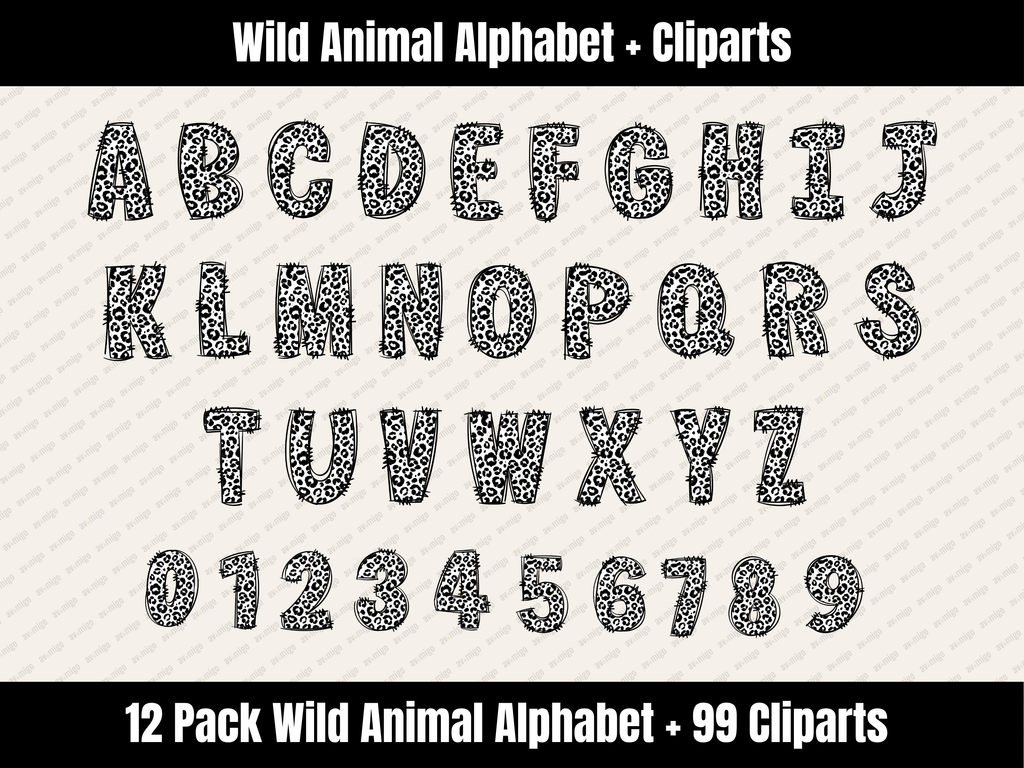 Wild Animal Alphabet Bundle + Cliparts