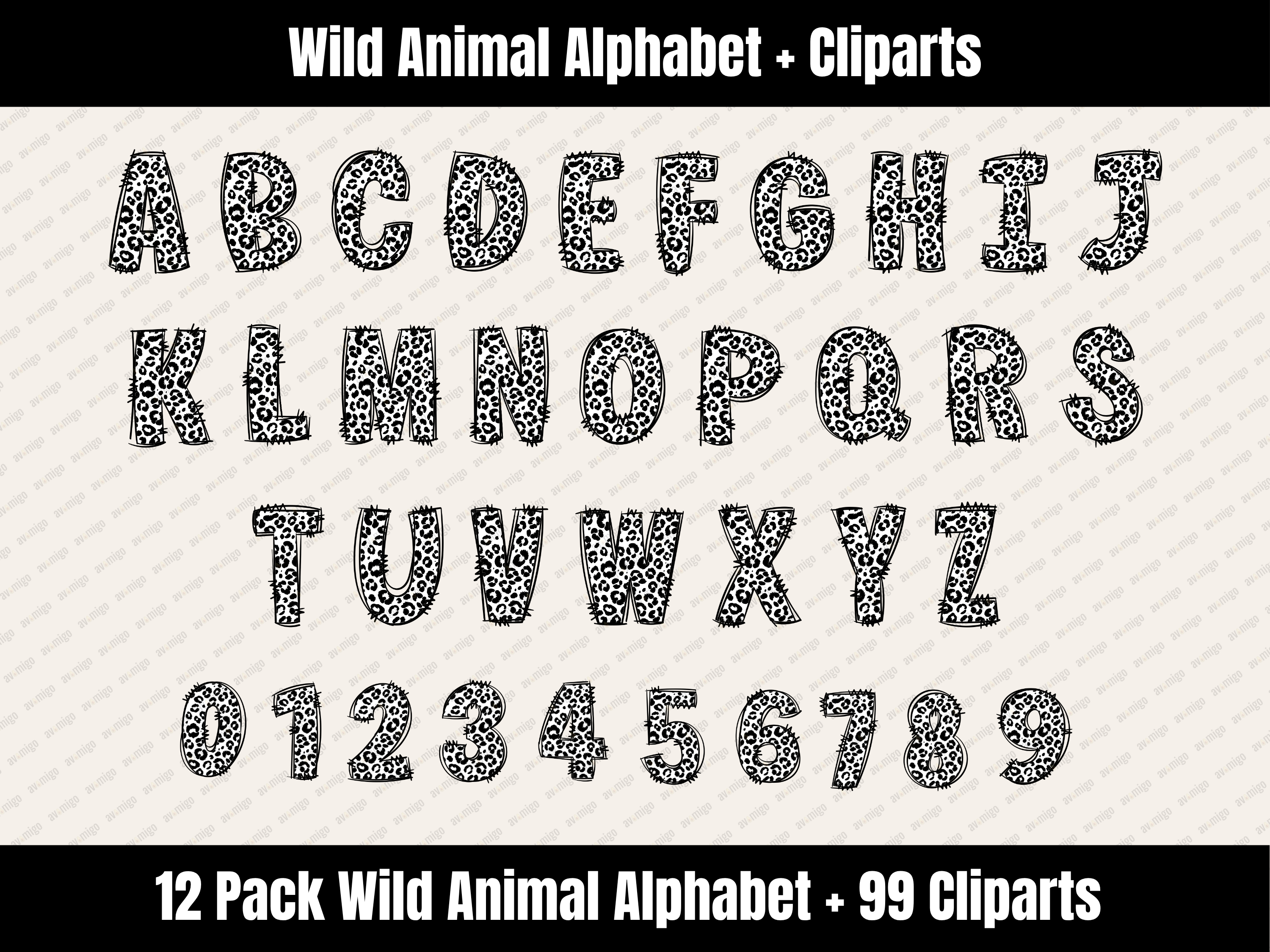Wild Animal Alphabet Bundle + Cliparts