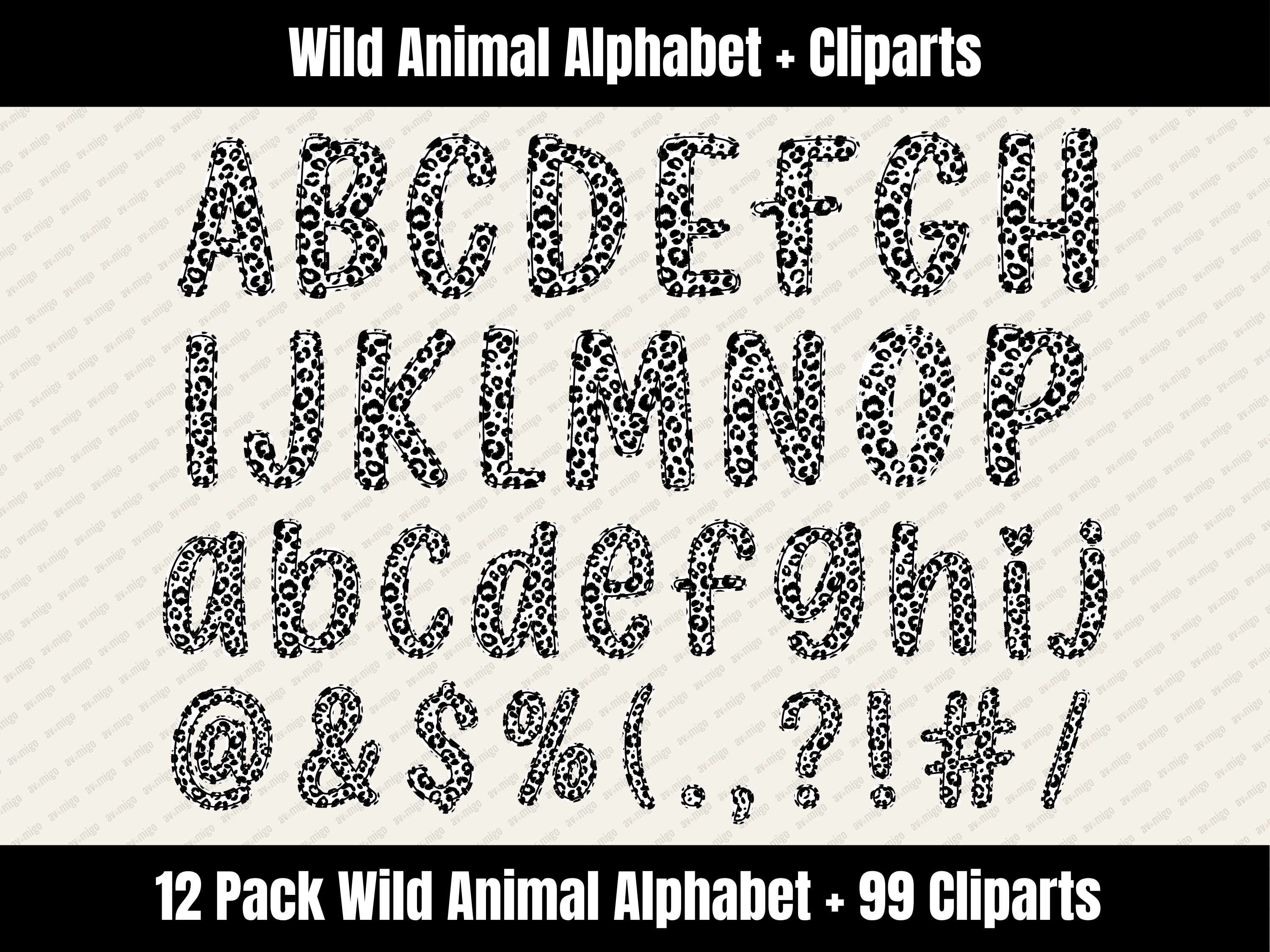 Wild Animal Alphabet Bundle + Cliparts