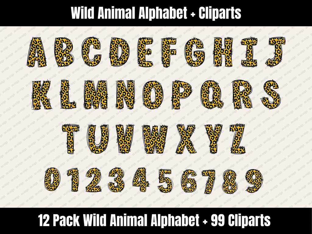 Wild Animal Alphabet Bundle + Cliparts