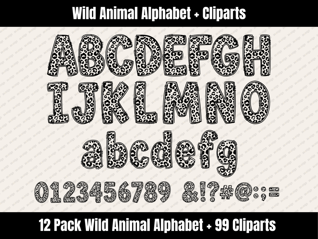 Wild Animal Alphabet Bundle + Cliparts