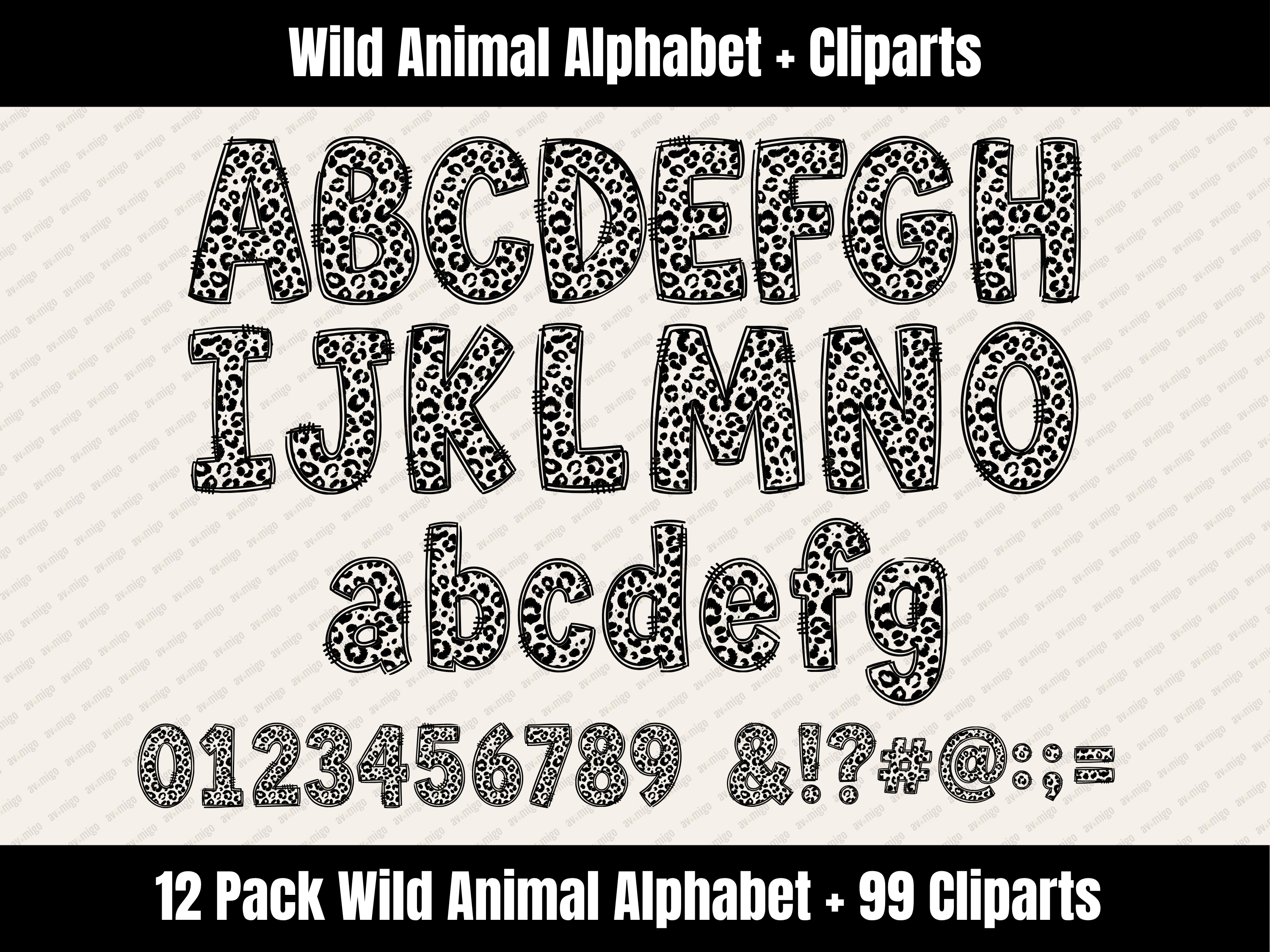 Wild Animal Alphabet Bundle + Cliparts