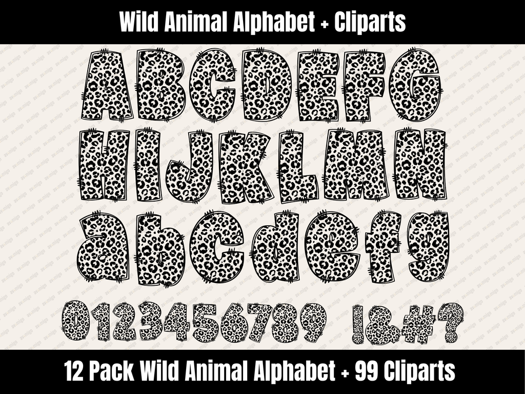 Wild Animal Alphabet Bundle + Cliparts