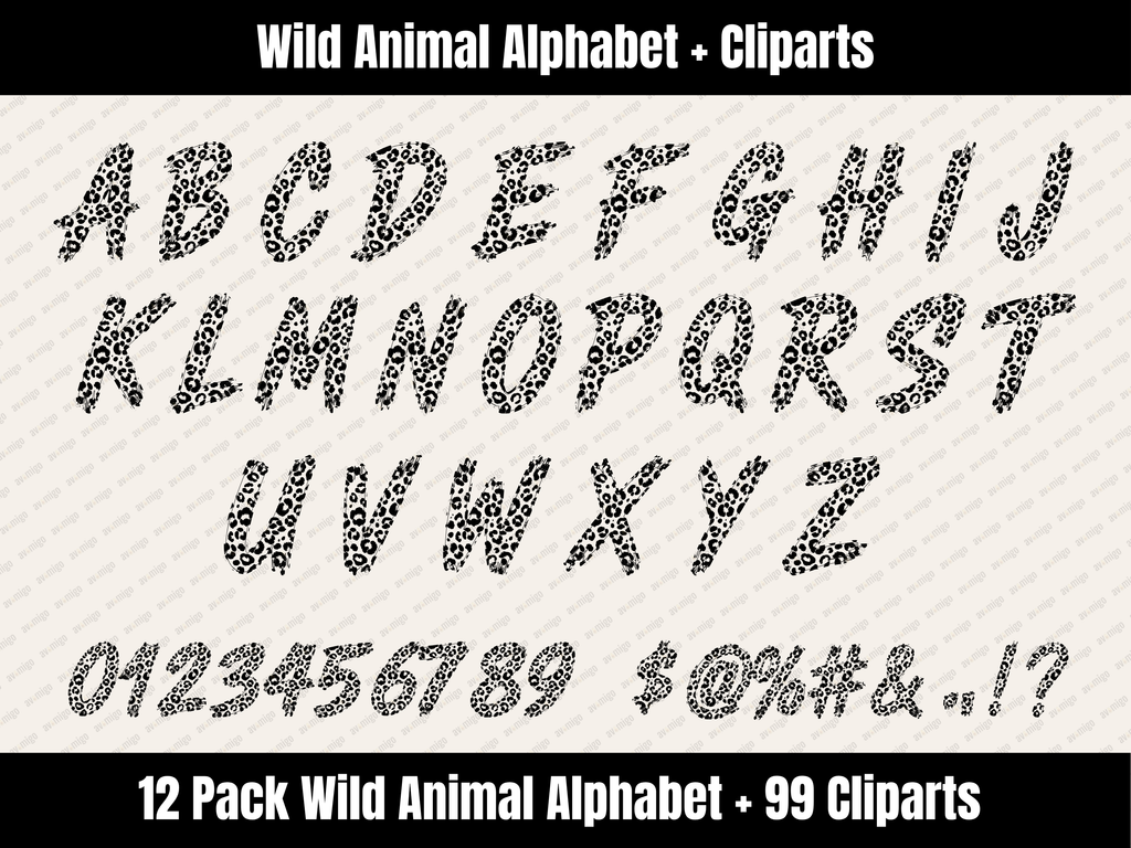 Wild Animal Alphabet Bundle + Cliparts