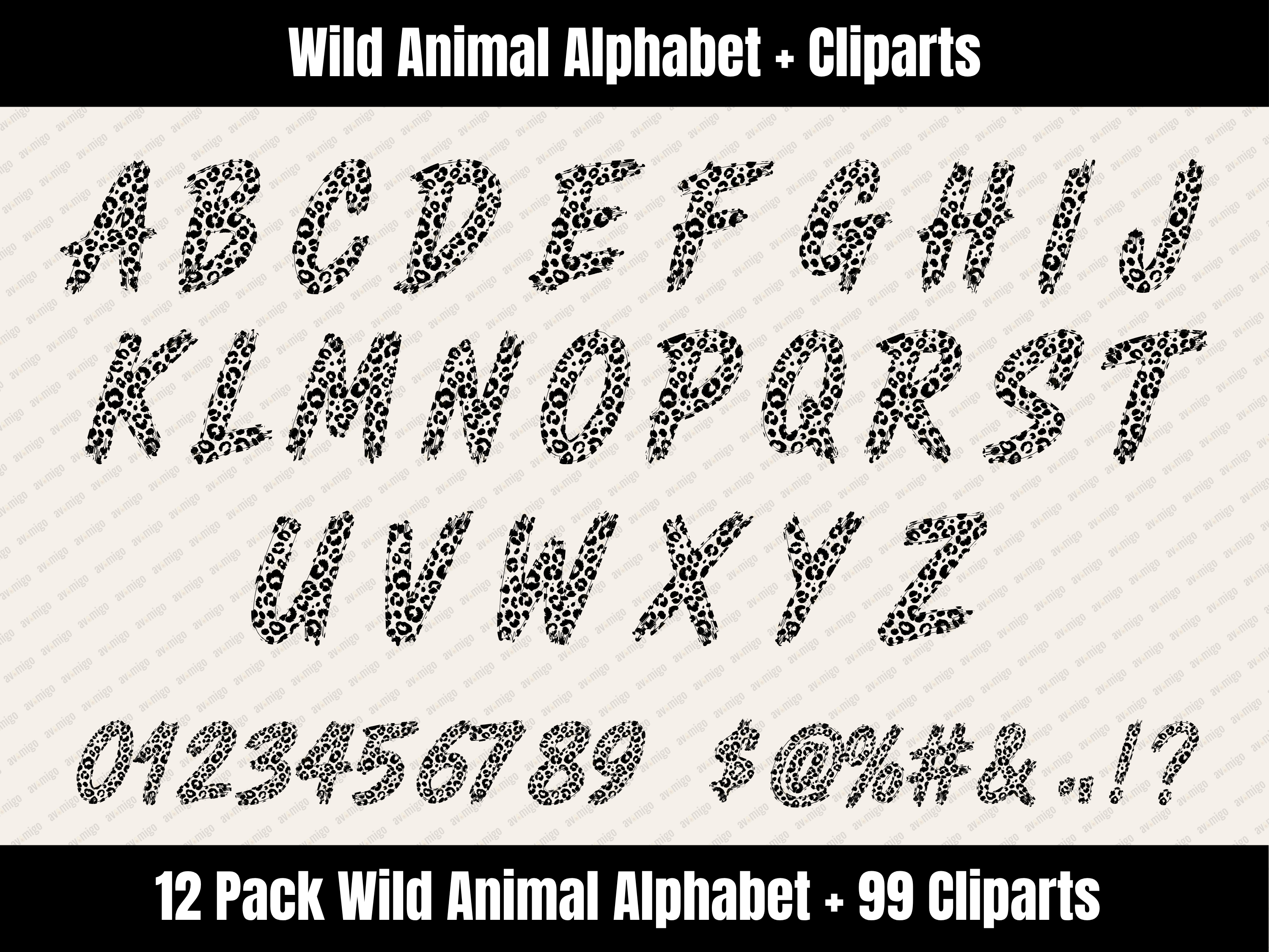 Wild Animal Alphabet Bundle + Cliparts