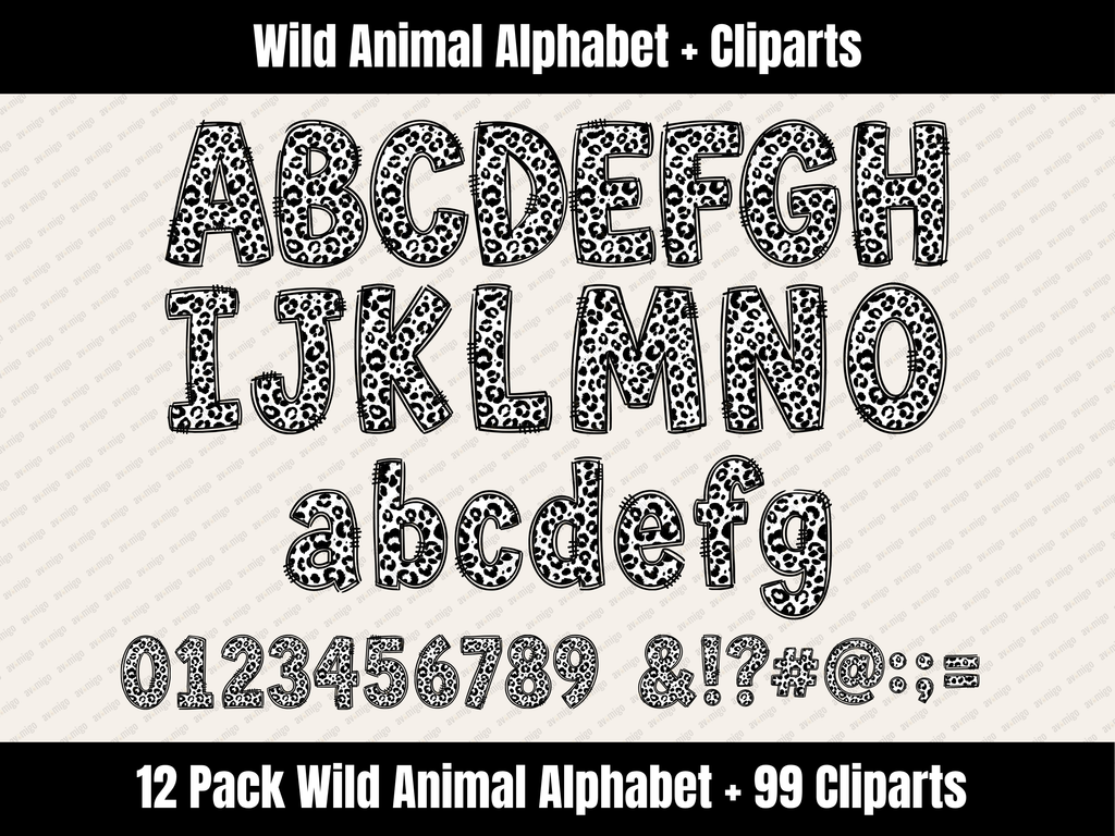Wild Animal Alphabet Bundle + Cliparts