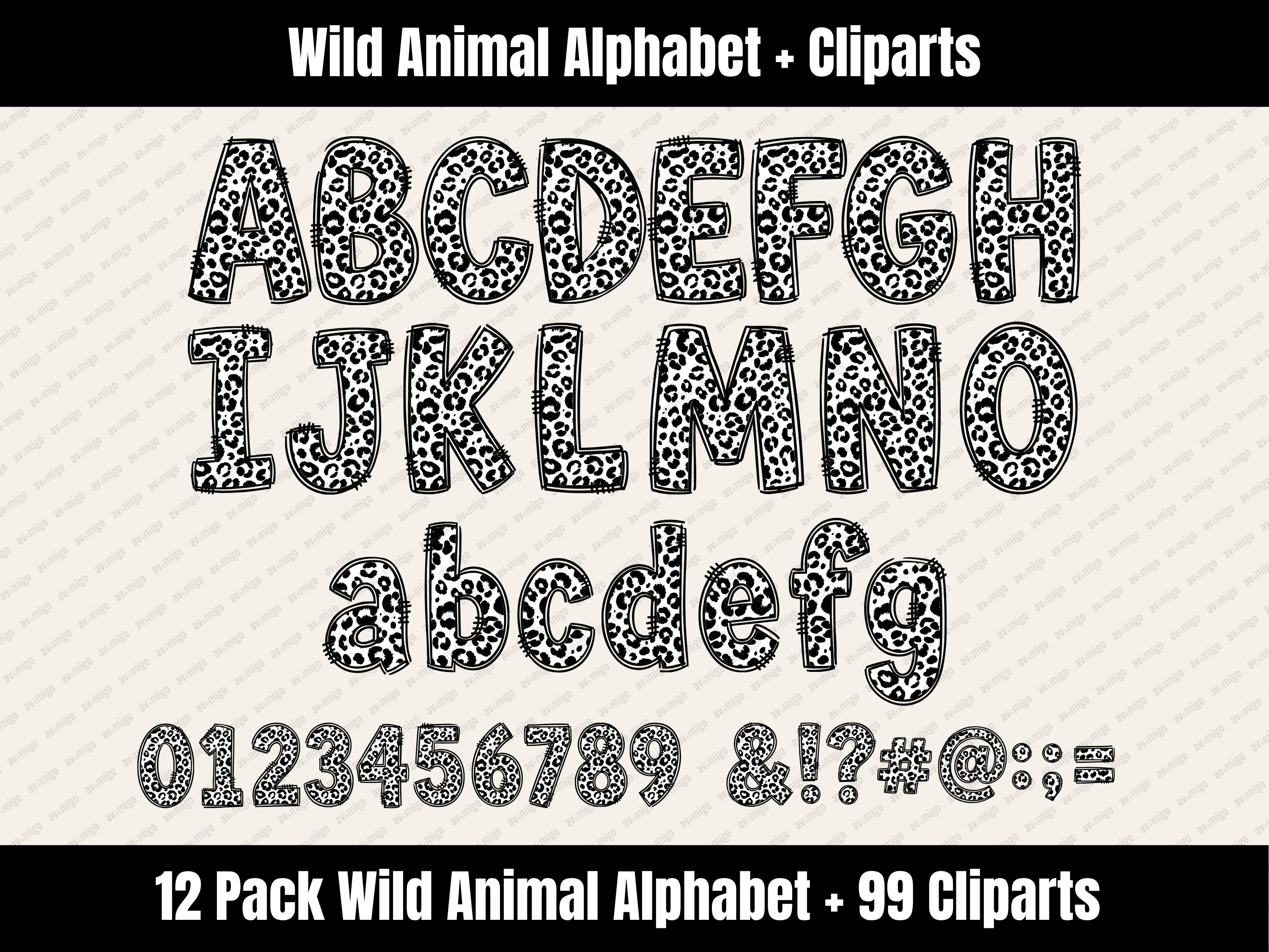 Wild Animal Alphabet Bundle + Cliparts