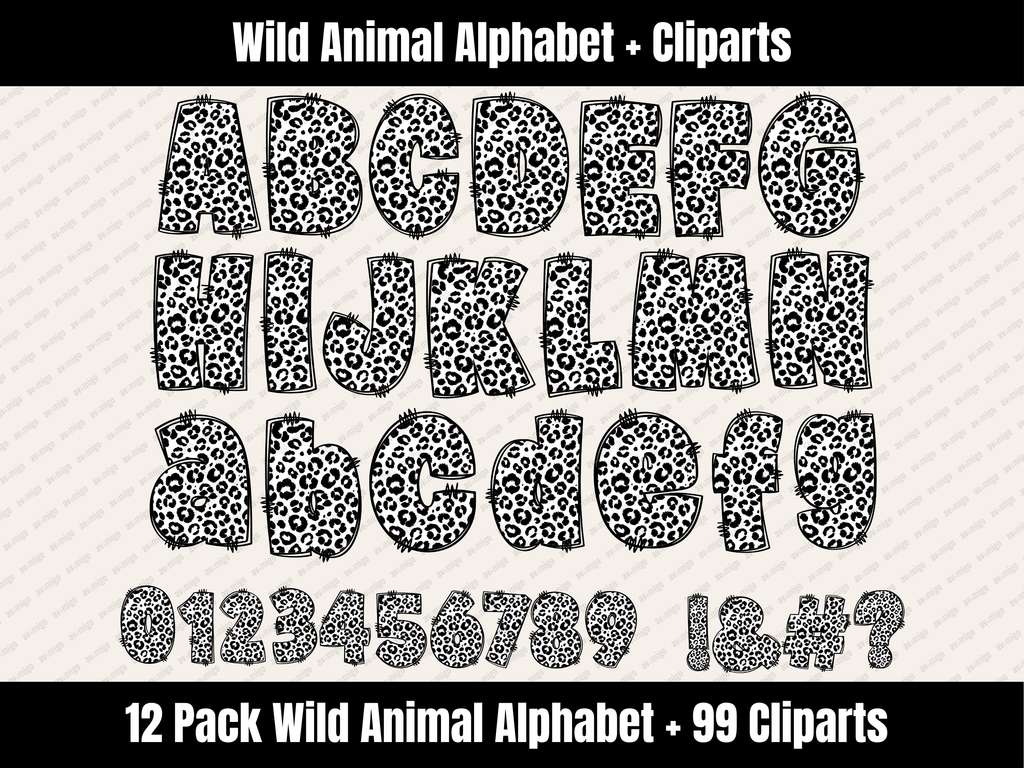Wild Animal Alphabet Bundle + Cliparts