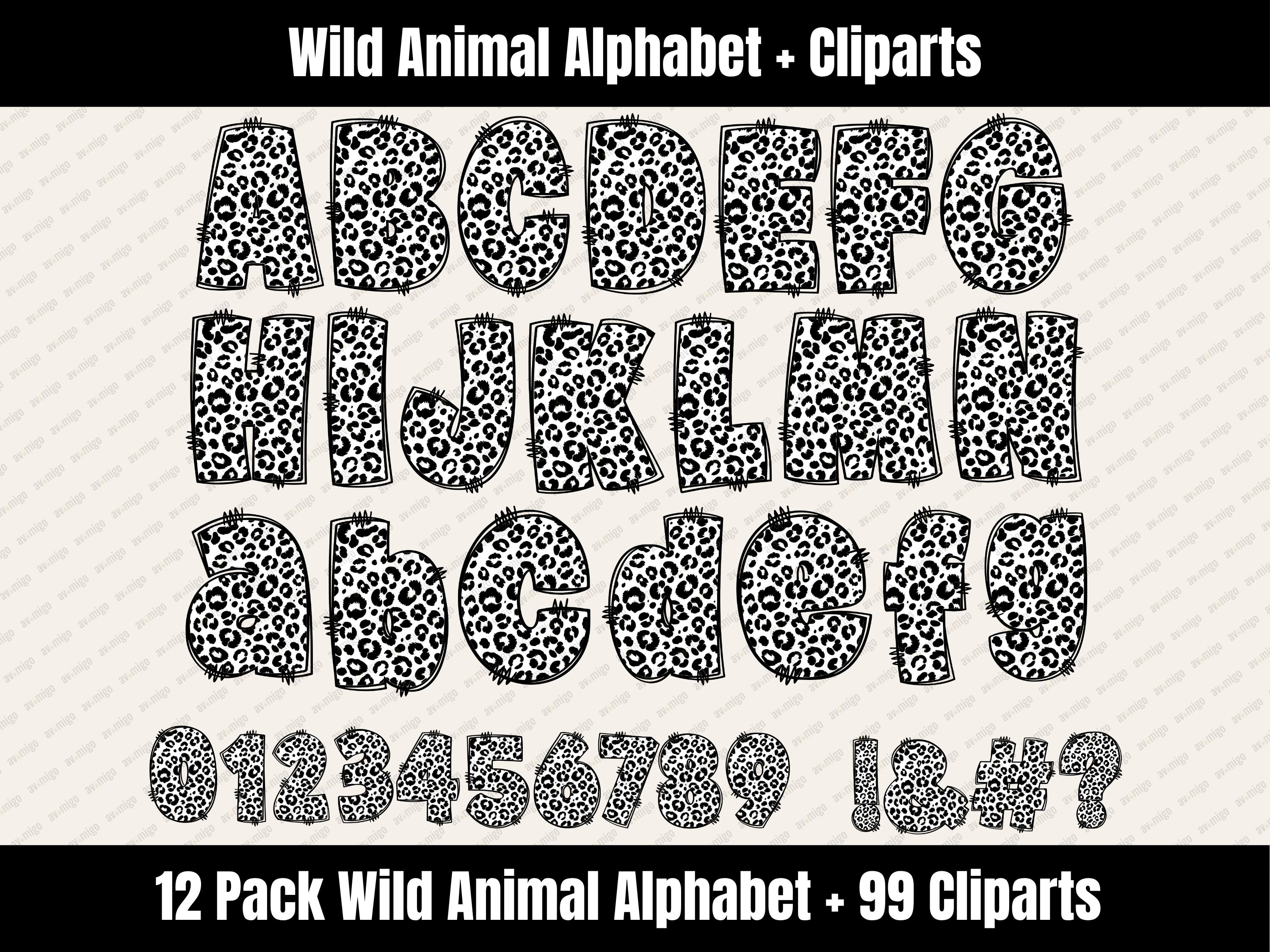 Wild Animal Alphabet Bundle + Cliparts