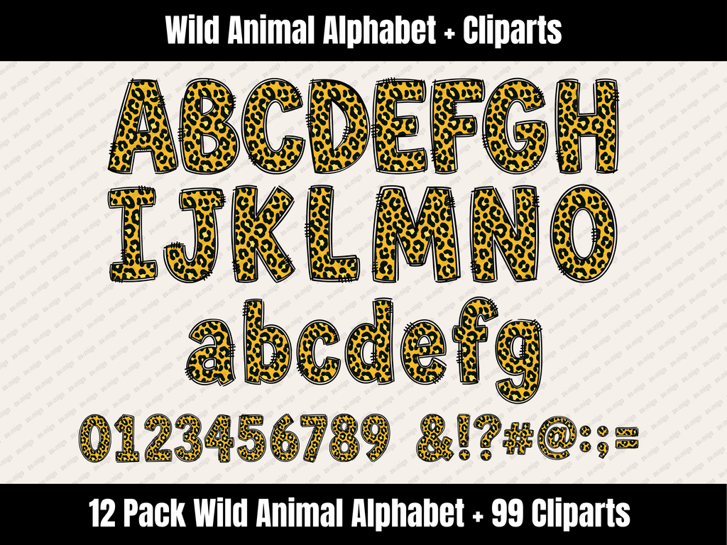 Wild Animal Alphabet Bundle + Cliparts
