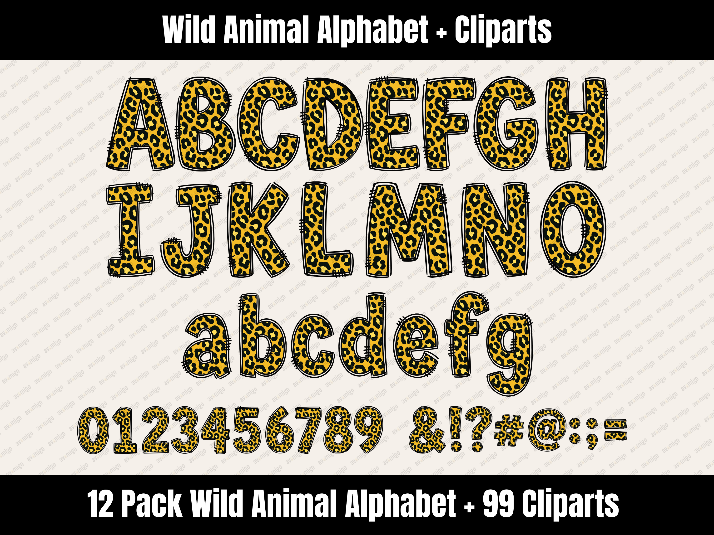 Wild Animal Alphabet Bundle + Cliparts