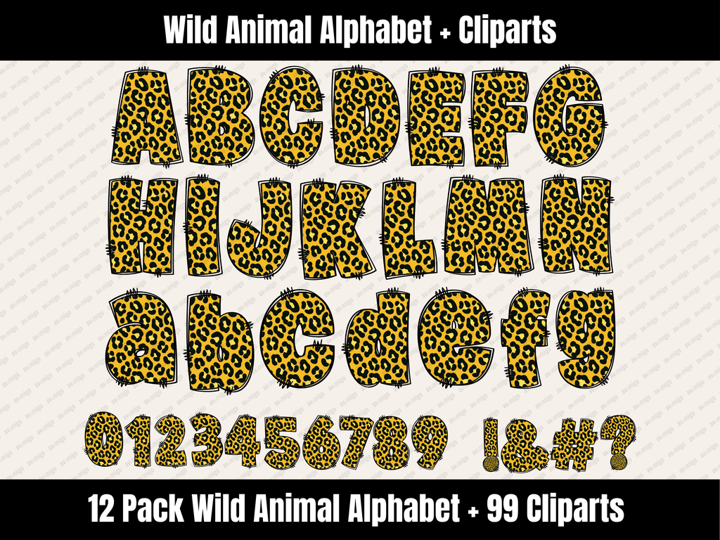 Wild Animal Alphabet Bundle + Cliparts