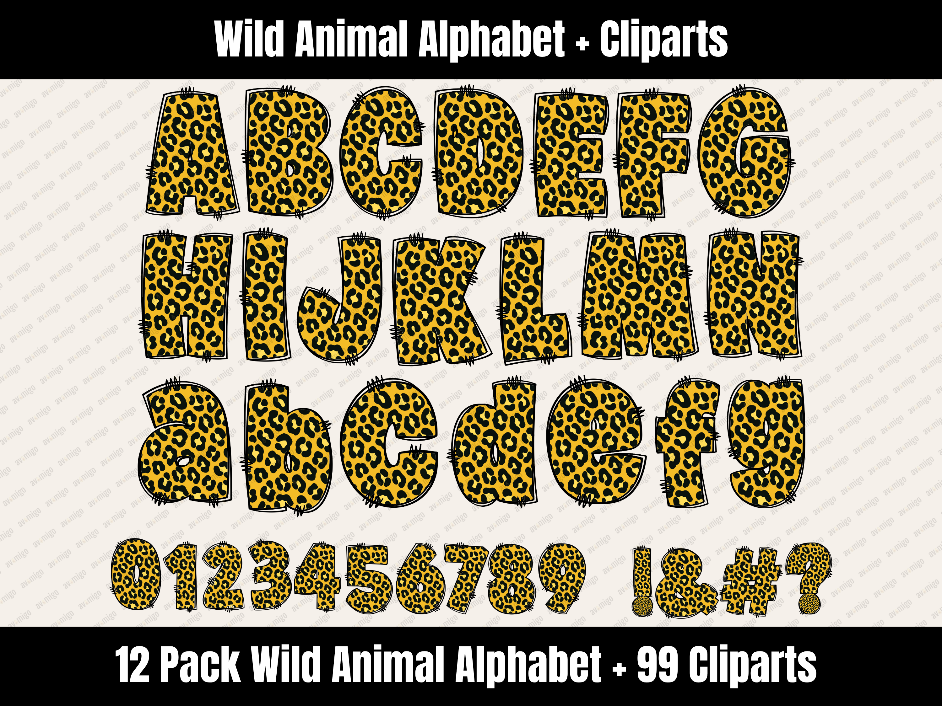 Wild Animal Alphabet Bundle + Cliparts
