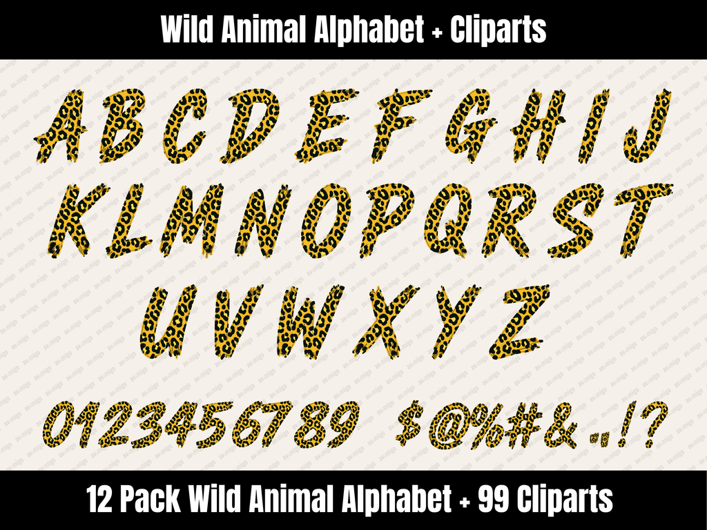 Wild Animal Alphabet Bundle + Cliparts