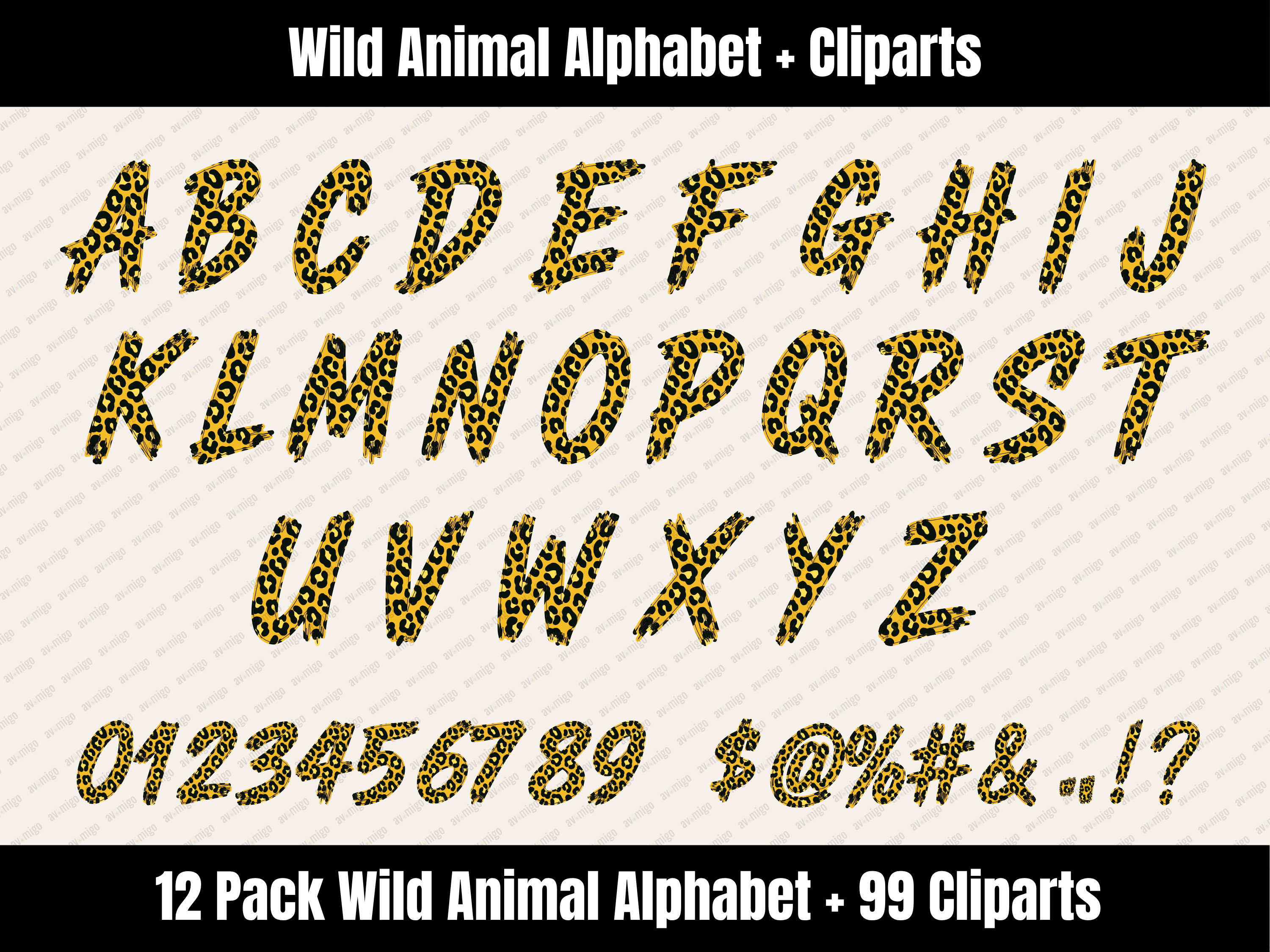Wild Animal Alphabet Bundle + Cliparts