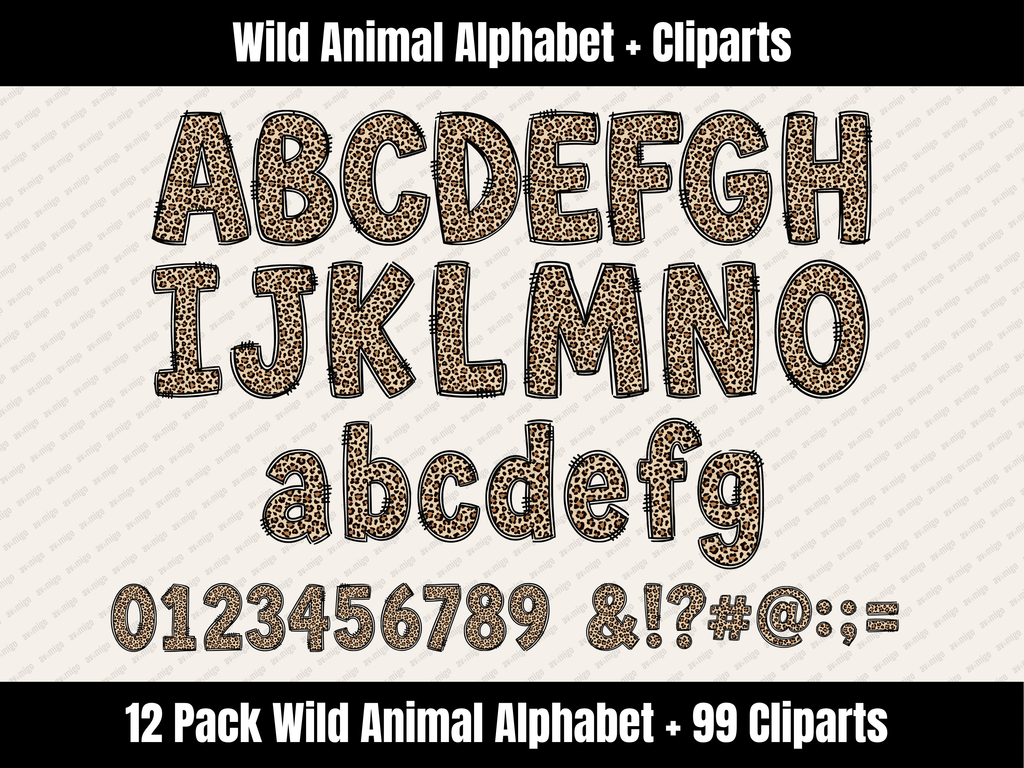 Wild Animal Alphabet Bundle + Cliparts