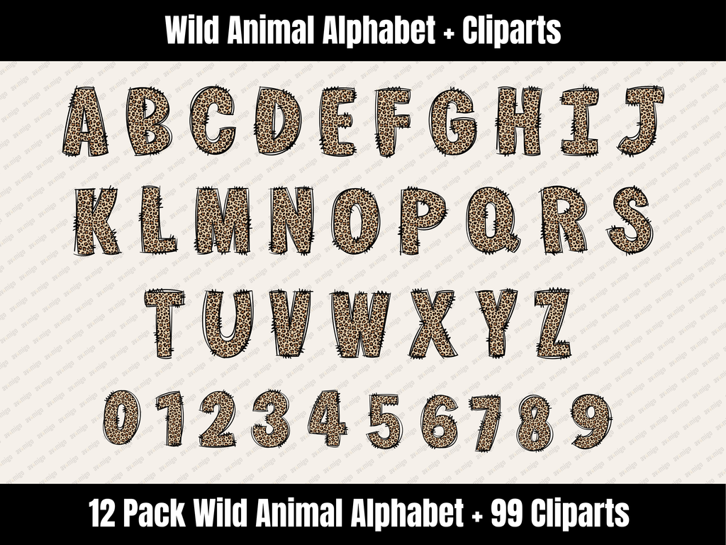 Wild Animal Alphabet Bundle + Cliparts