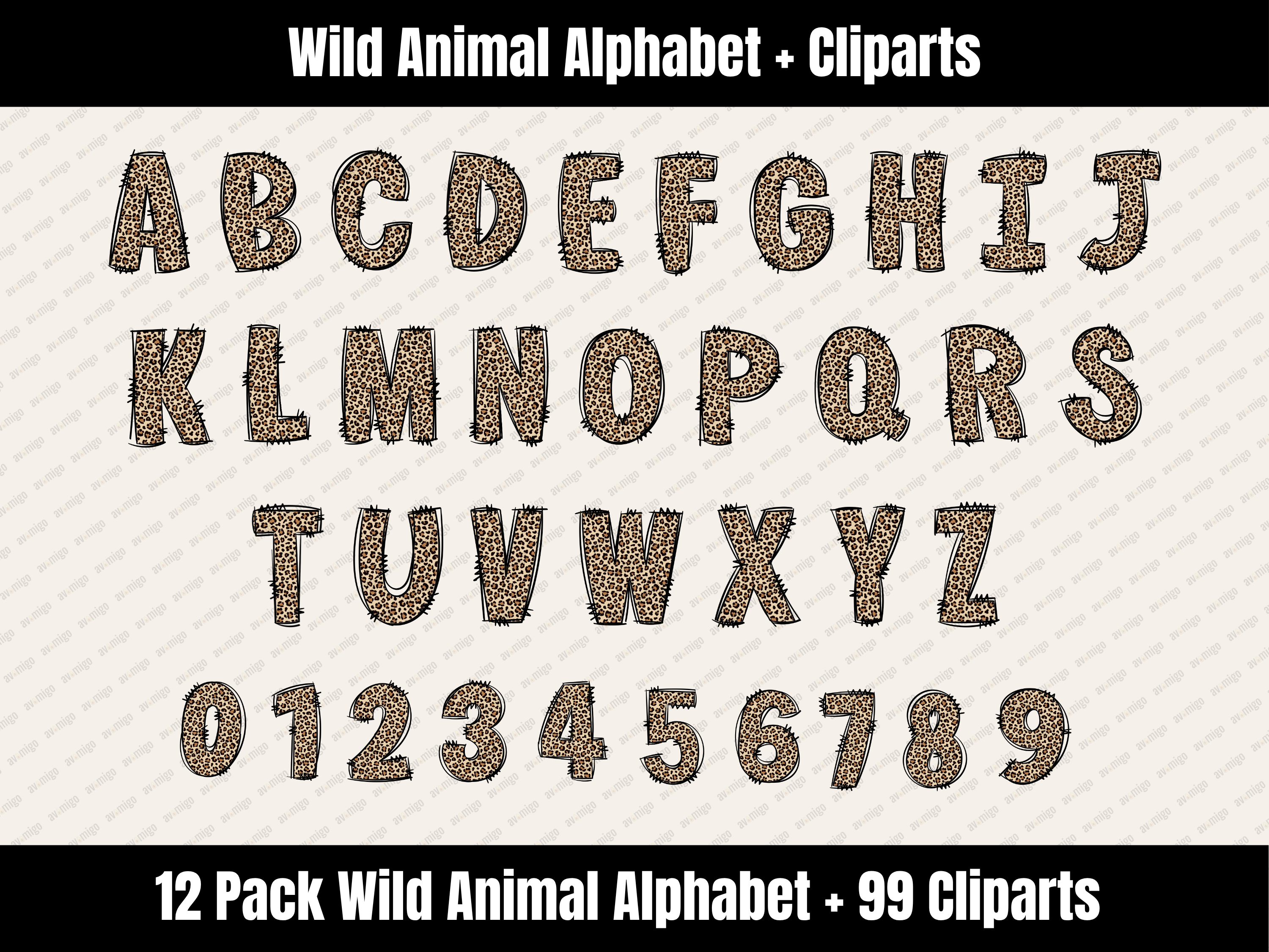 Wild Animal Alphabet Bundle + Cliparts