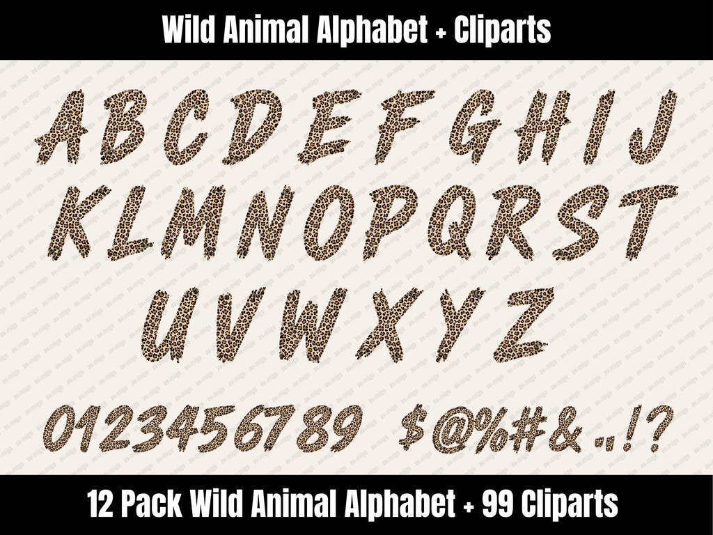 Wild Animal Alphabet Bundle + Cliparts