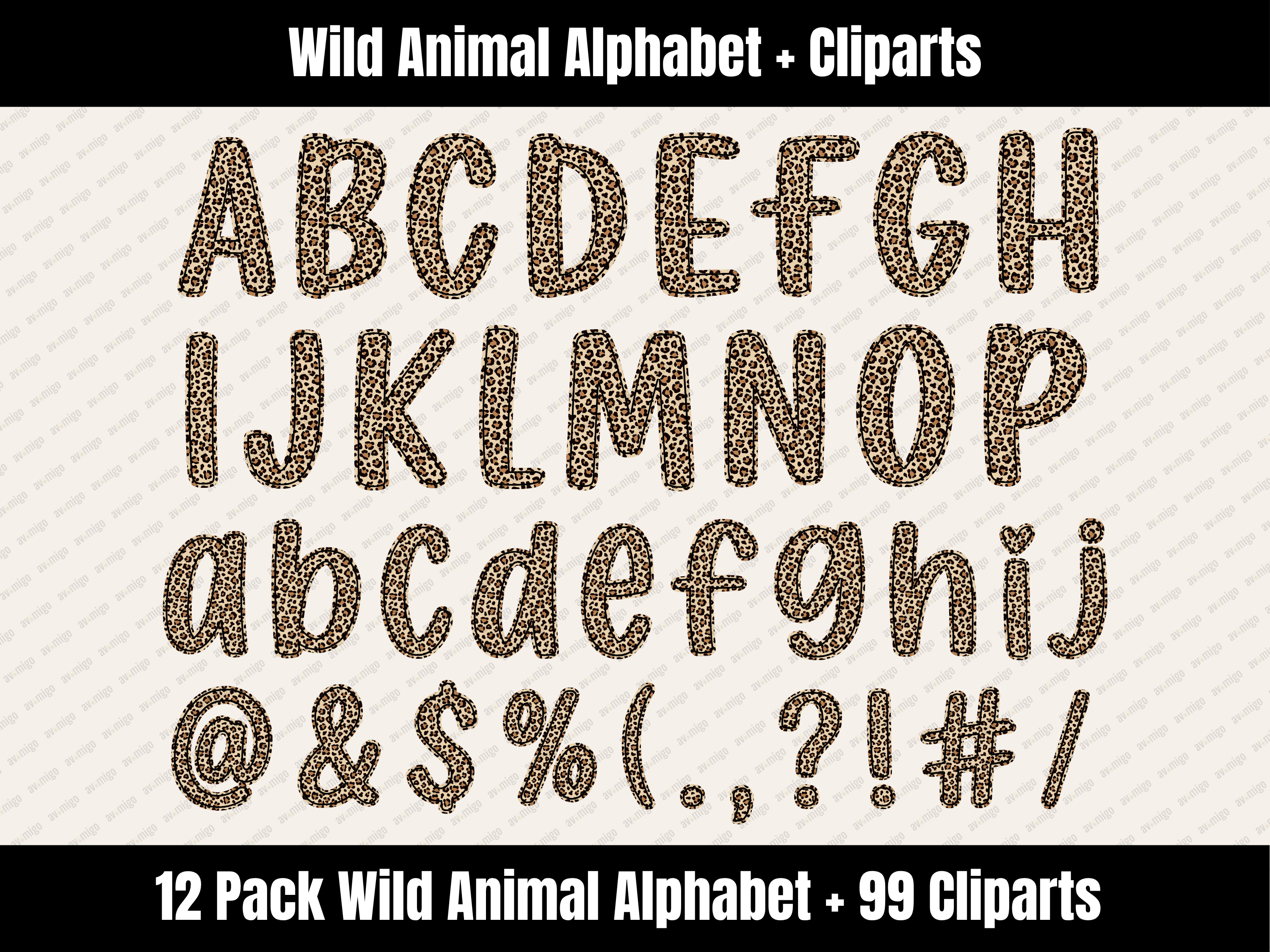Wild Animal Alphabet Bundle + Cliparts