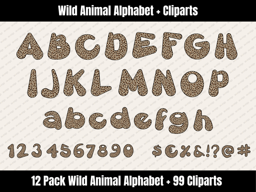 Wild Animal Alphabet Bundle + Cliparts