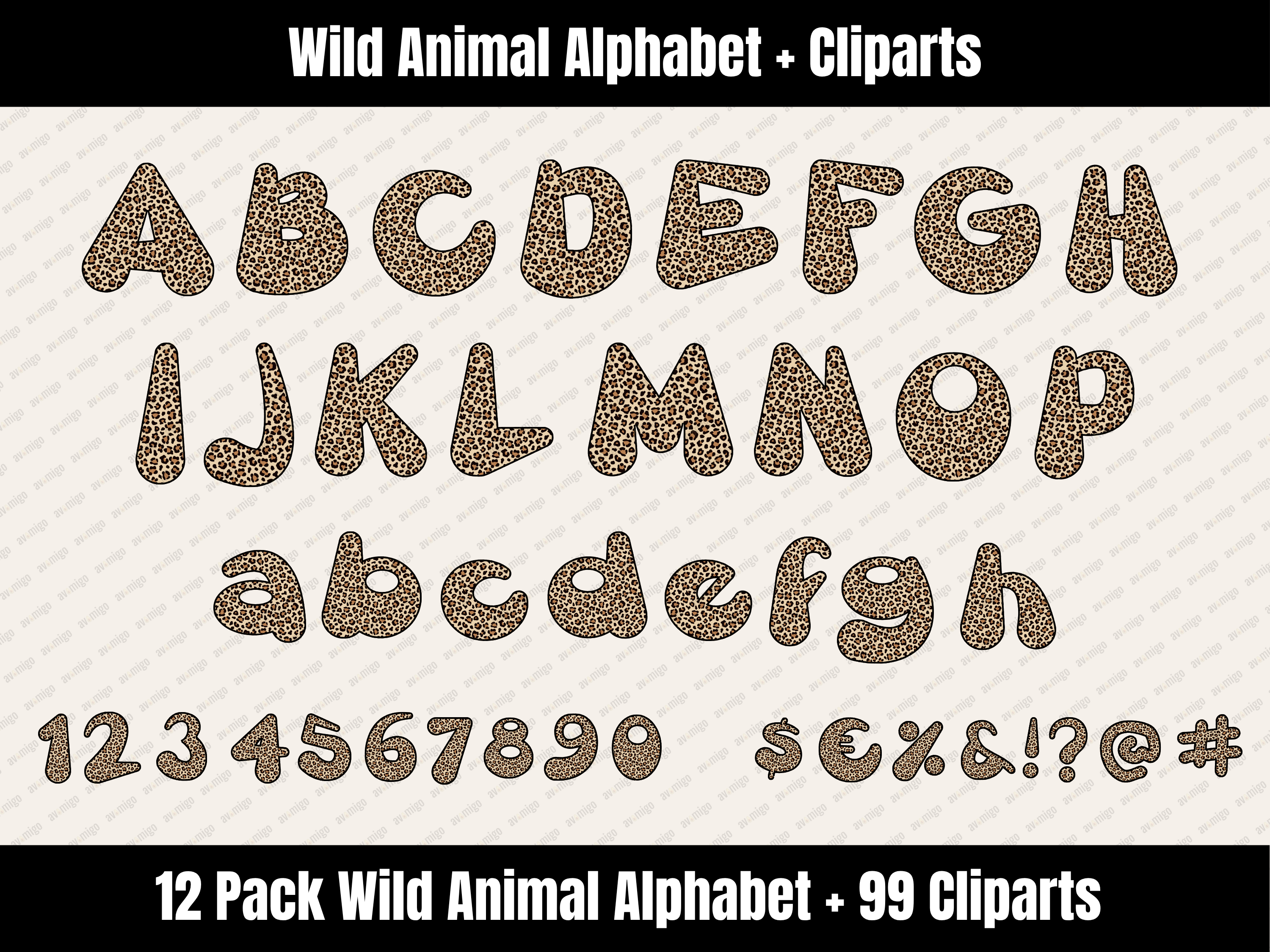 Wild Animal Alphabet Bundle + Cliparts