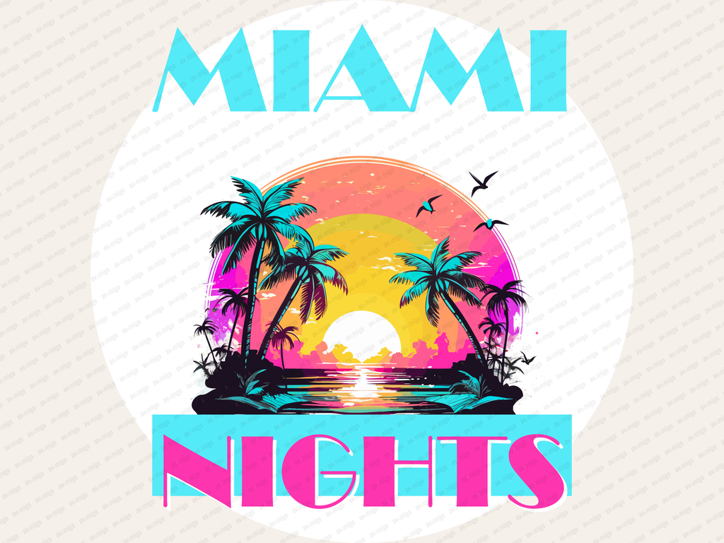 Miami Nights design PNG, Miami Nights design bundle PNG, Digital Download, Print, Sublimation