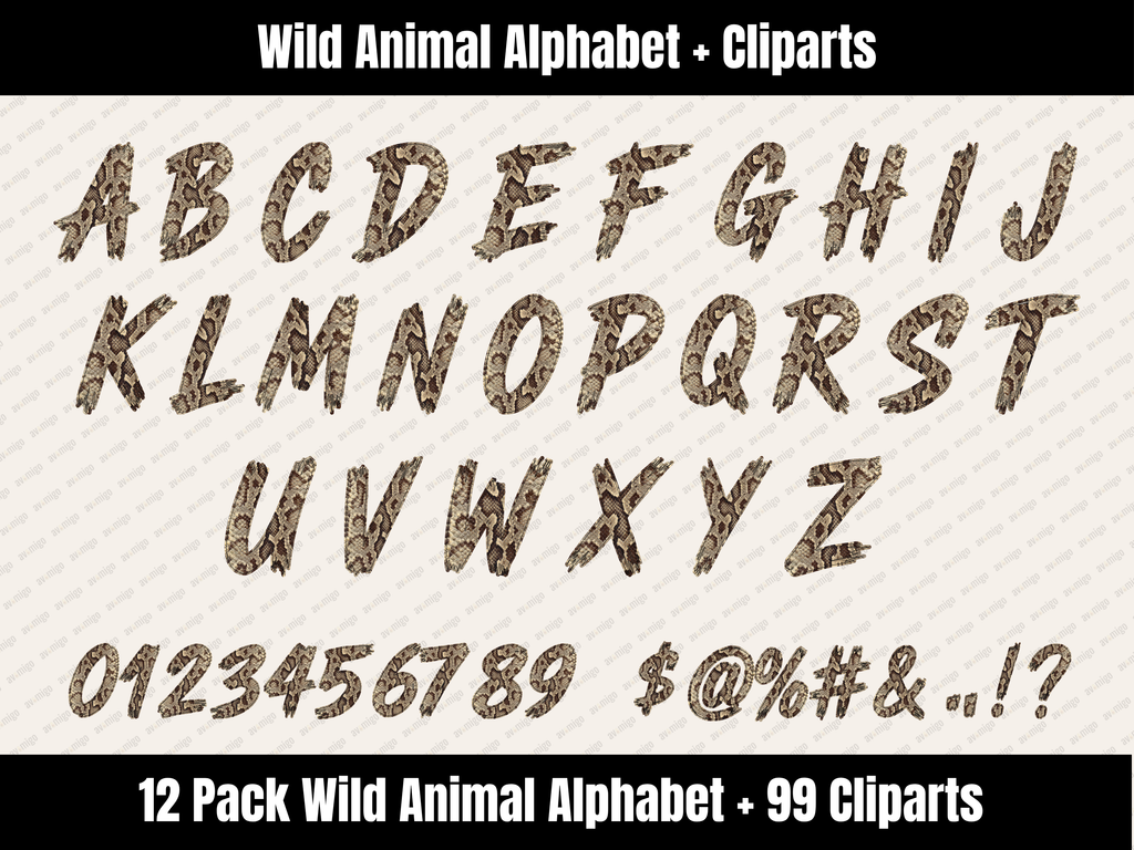 Wild Animal Alphabet Bundle + Cliparts
