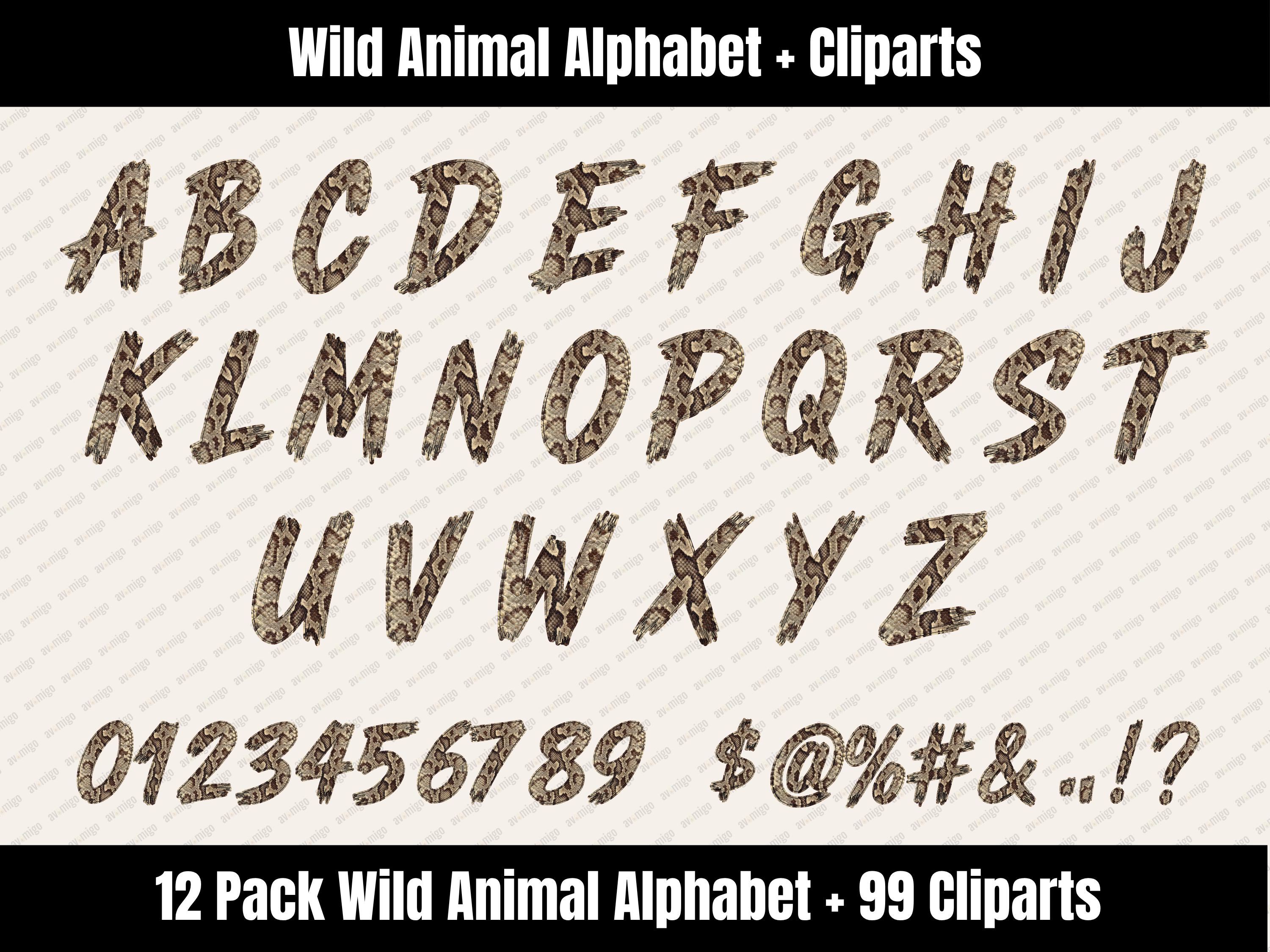Wild Animal Alphabet Bundle + Cliparts
