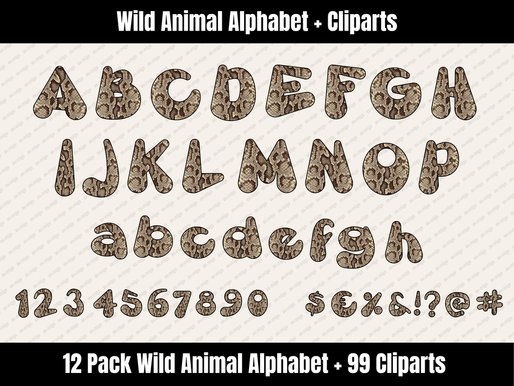 Wild Animal Alphabet Bundle + Cliparts